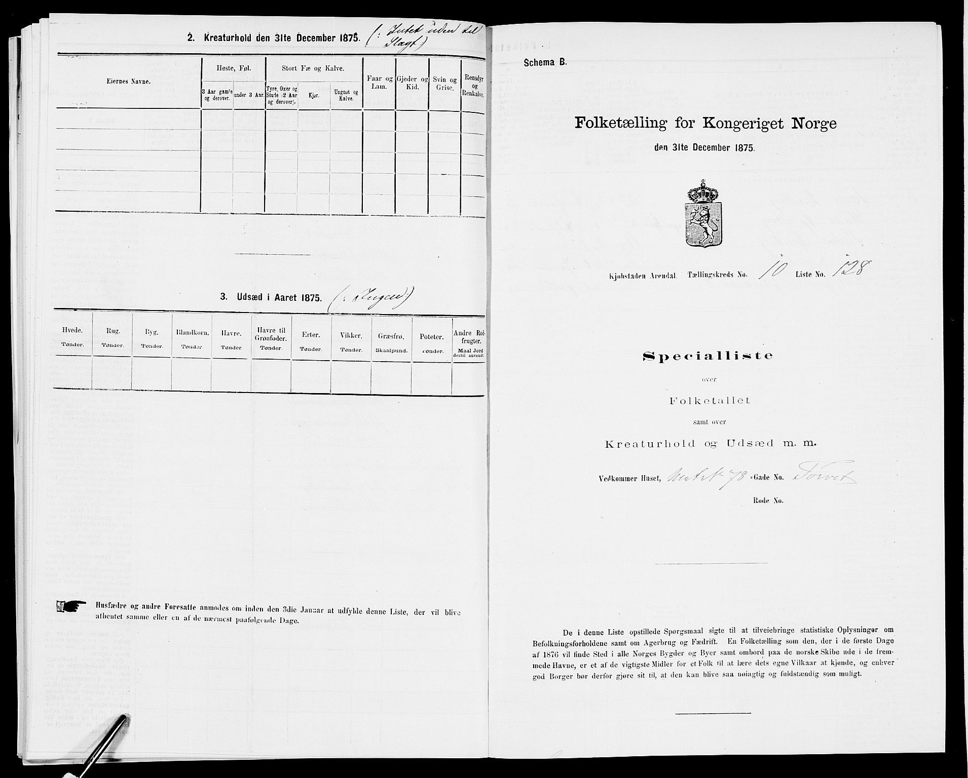 SAK, 1875 census for 0903P Arendal, 1875, p. 306