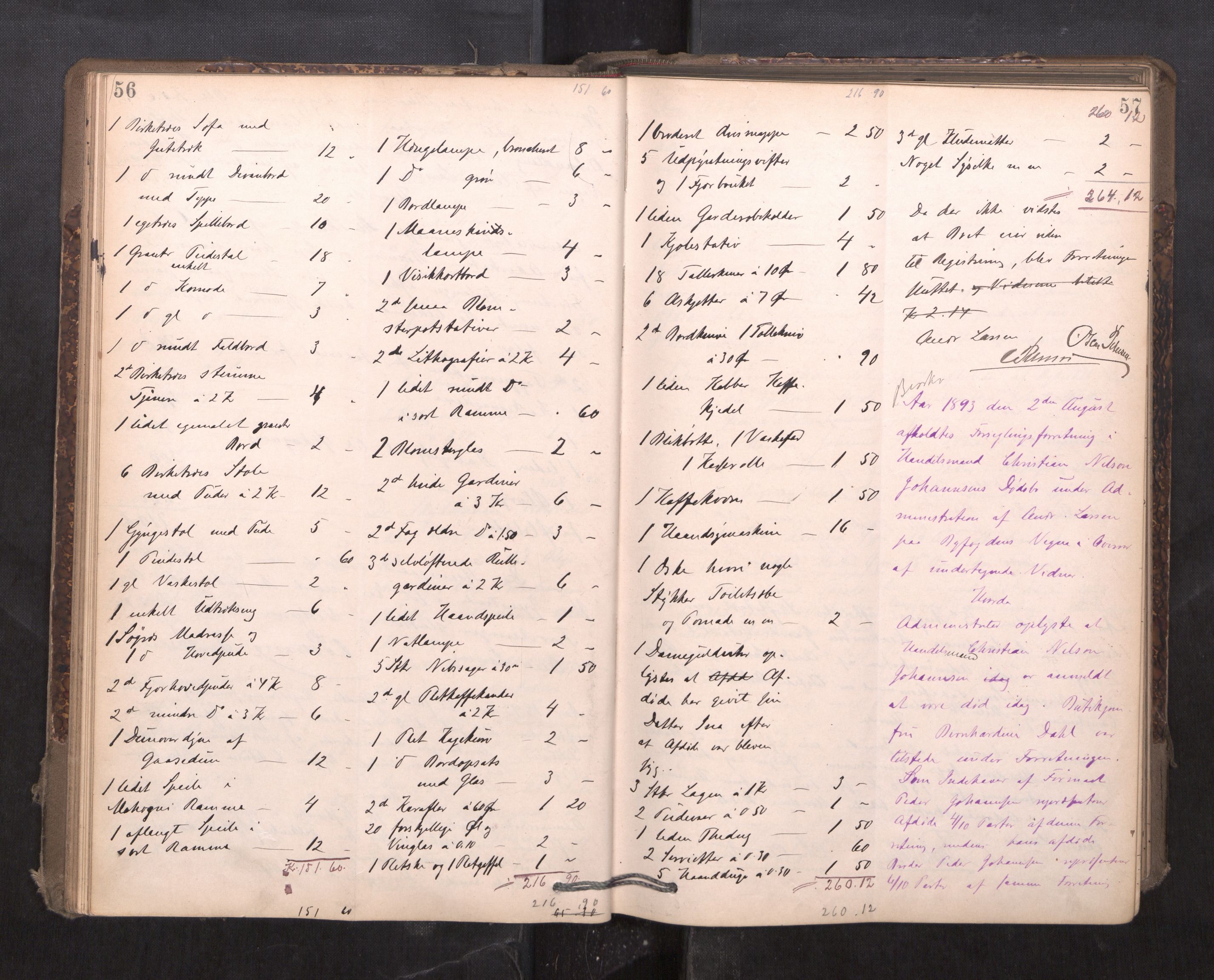 Trondheim byfogd, AV/SAT-A-0003/1/3/3C/L0015: Skifteregistreringsprotokoll - 24/2-21/3 (u/ register), 1893-1899, p. 56-57