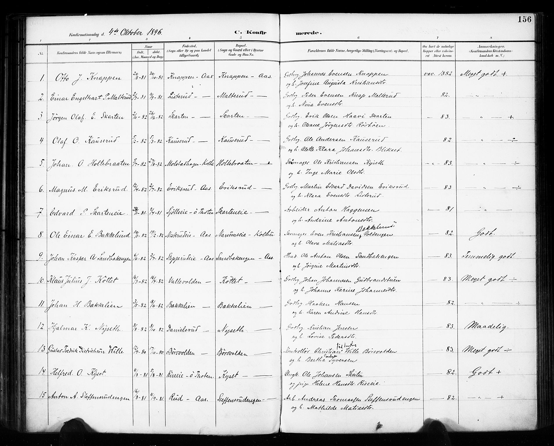 Vestre Toten prestekontor, AV/SAH-PREST-108/H/Ha/Haa/L0011: Parish register (official) no. 11, 1895-1906, p. 156