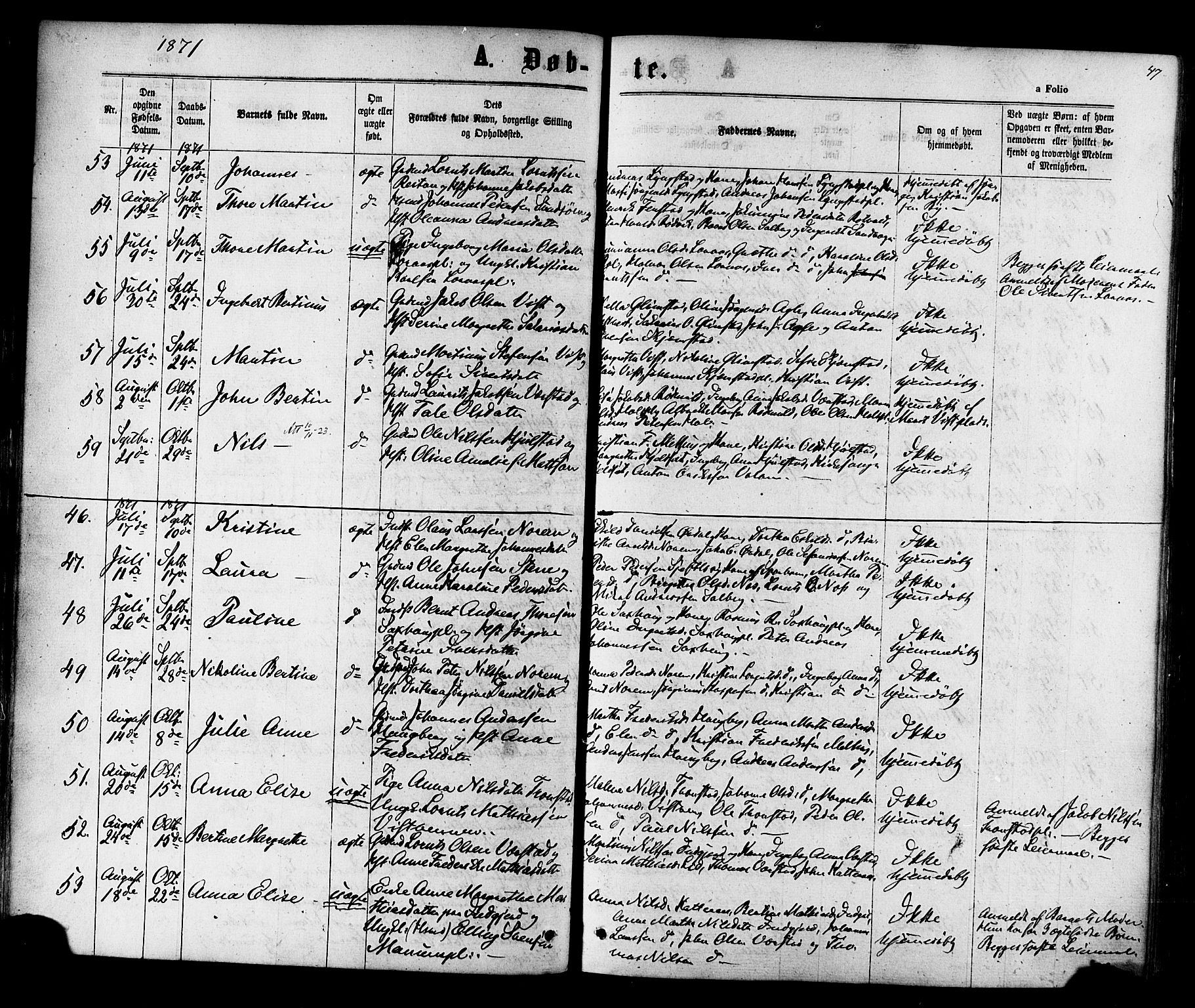 Ministerialprotokoller, klokkerbøker og fødselsregistre - Nord-Trøndelag, AV/SAT-A-1458/730/L0284: Parish register (official) no. 730A09, 1866-1878, p. 47