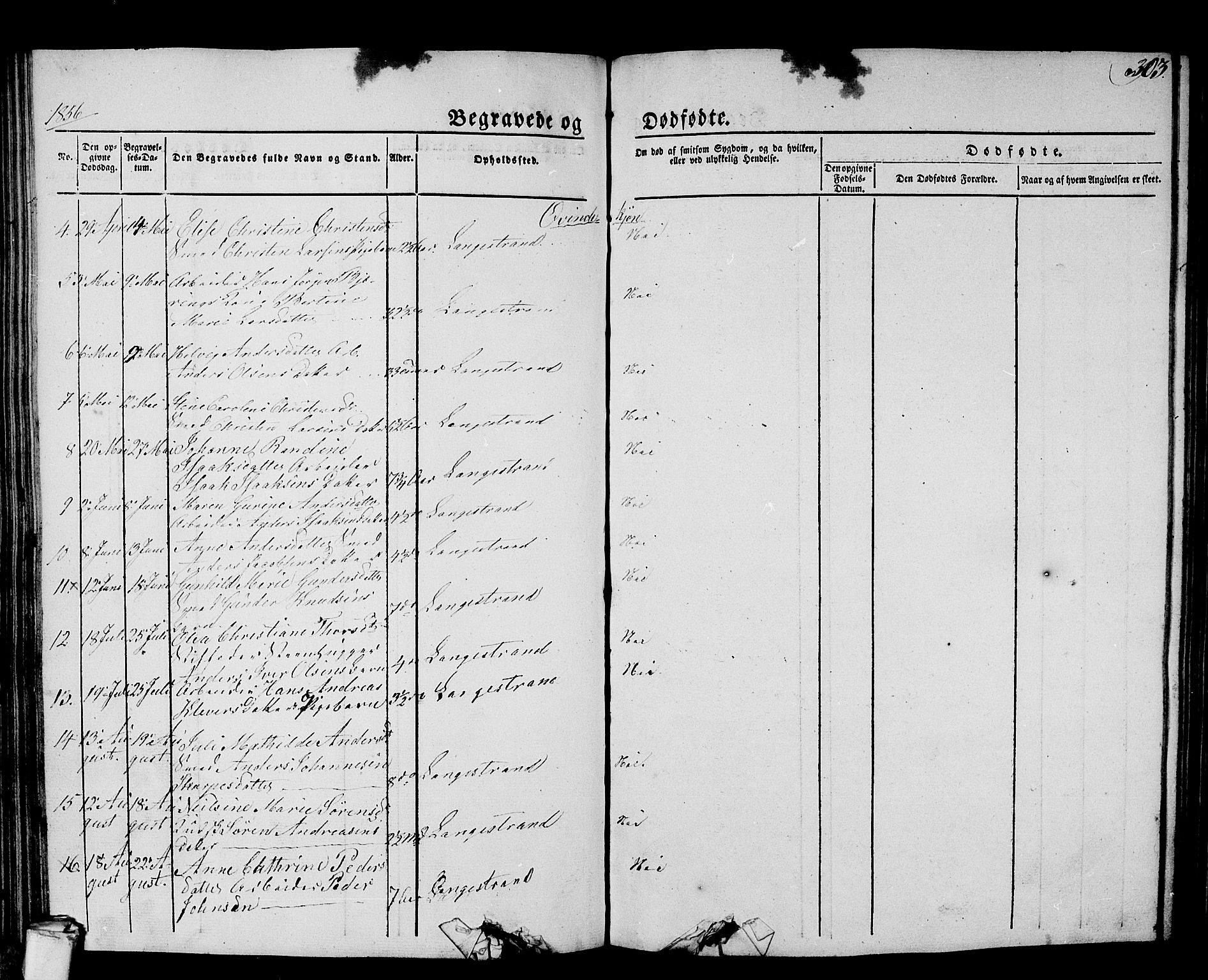 Larvik kirkebøker, SAKO/A-352/G/Gb/L0002: Parish register (copy) no. II 2, 1843-1866, p. 303
