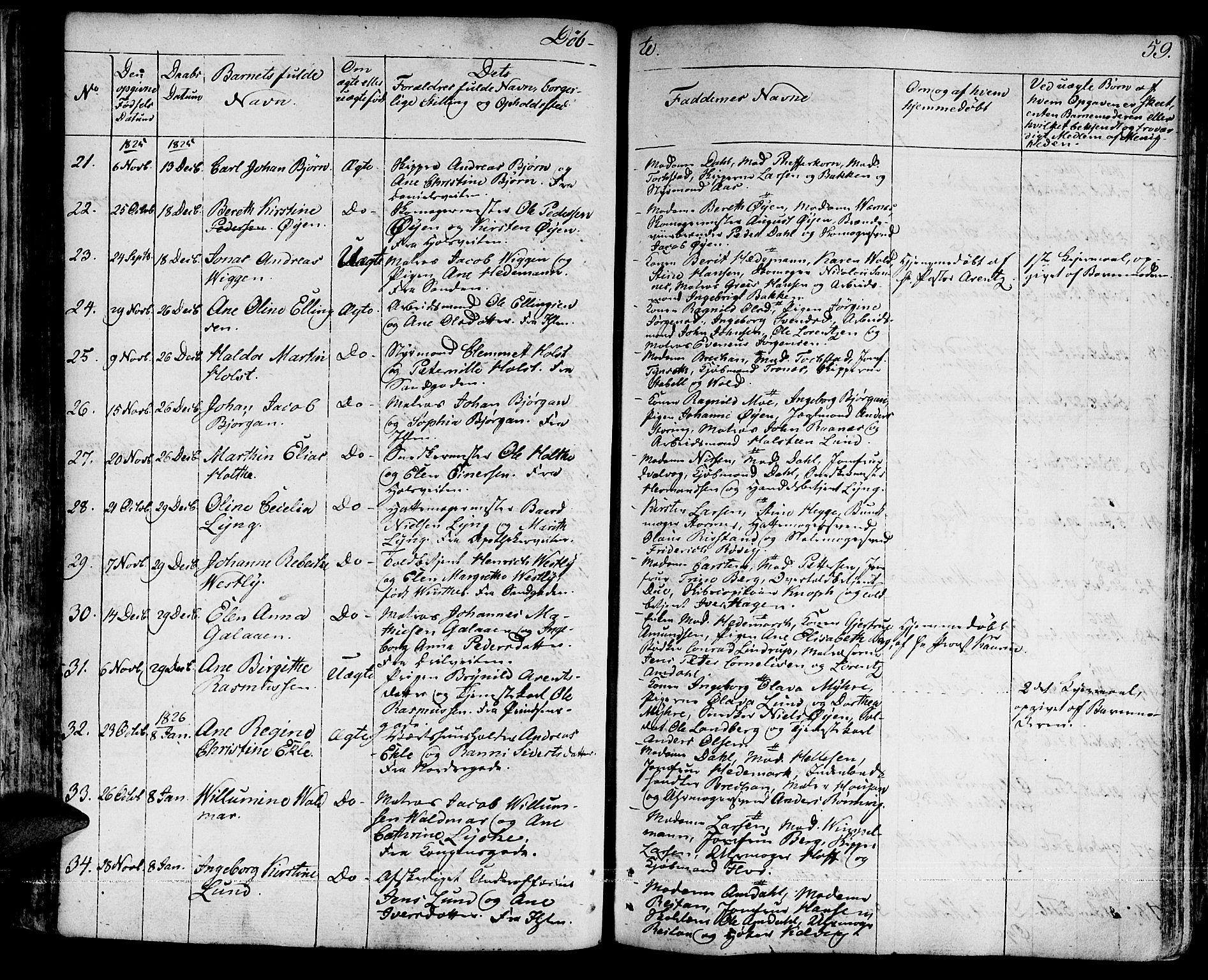 Ministerialprotokoller, klokkerbøker og fødselsregistre - Sør-Trøndelag, AV/SAT-A-1456/601/L0045: Parish register (official) no. 601A13, 1821-1831, p. 59