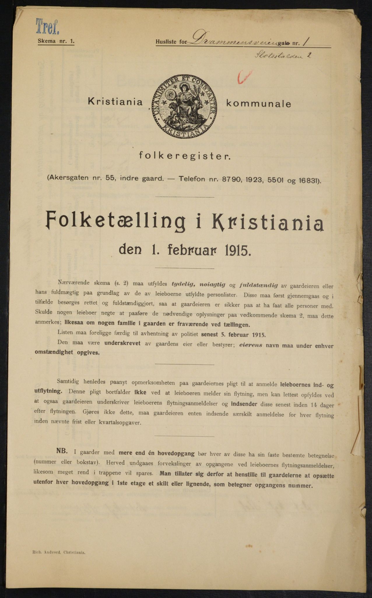 OBA, Municipal Census 1915 for Kristiania, 1915, p. 16238