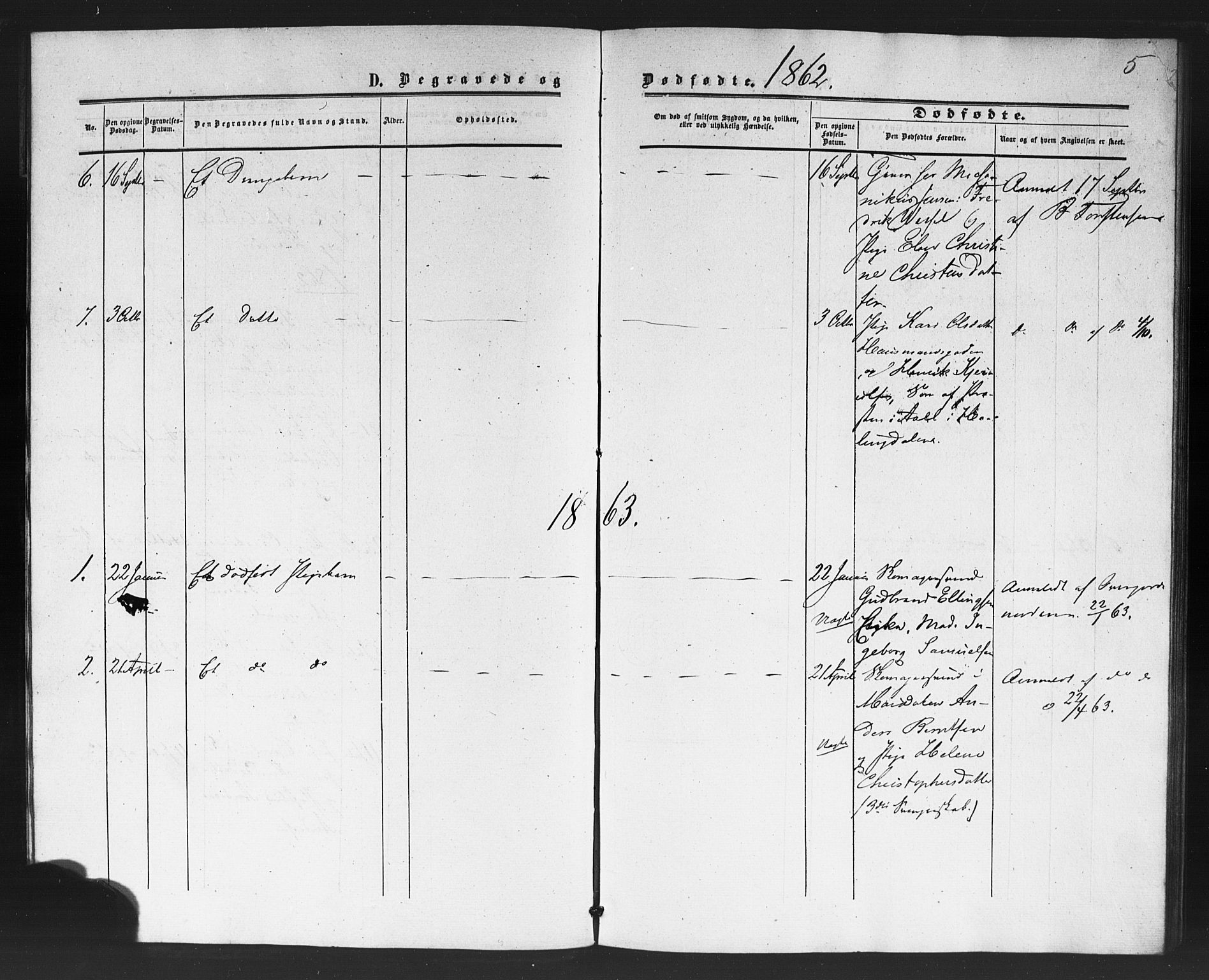 Rikshospitalet prestekontor Kirkebøker, SAO/A-10309b/F/L0005: Parish register (official) no. 5, 1859-1887, p. 5