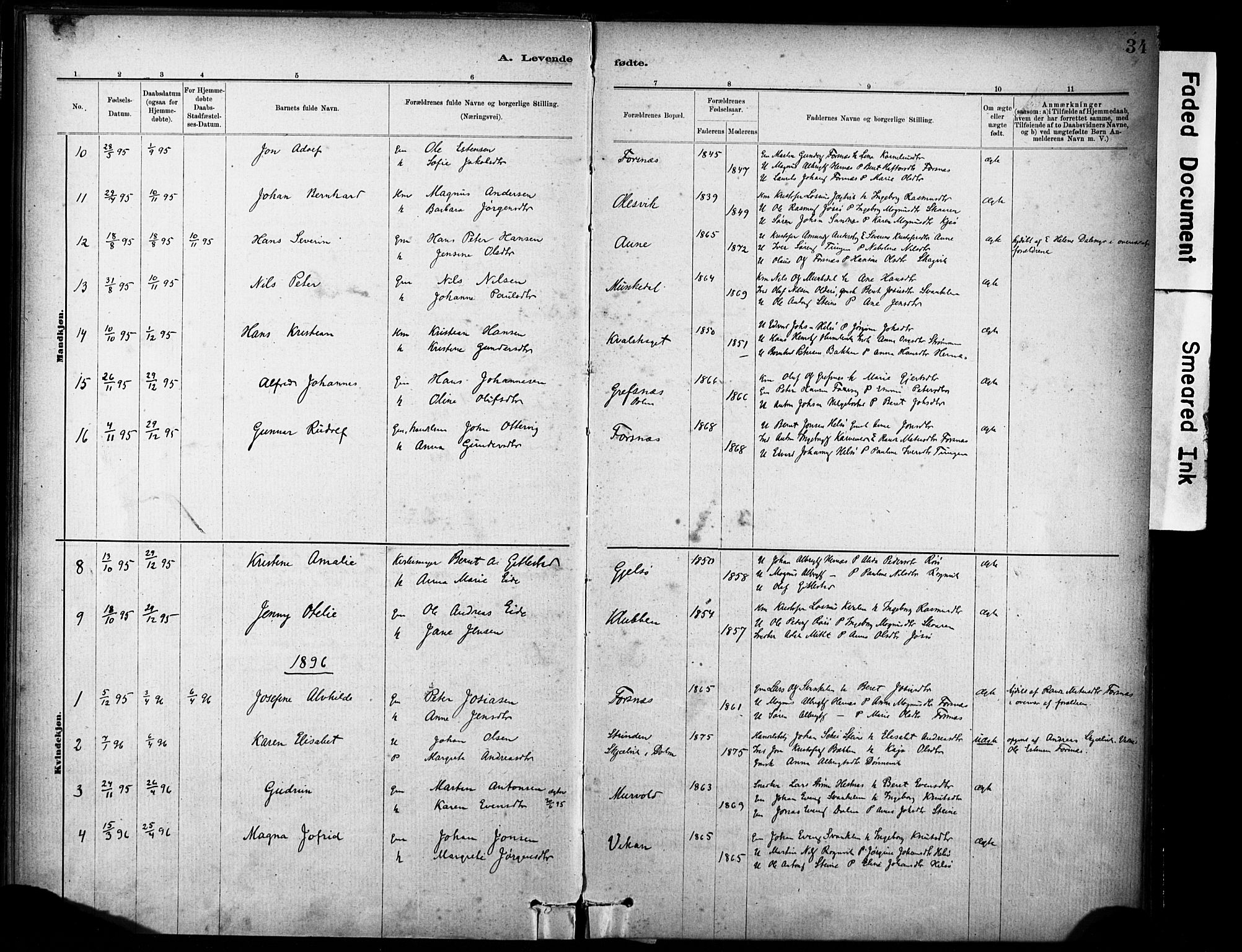 Ministerialprotokoller, klokkerbøker og fødselsregistre - Sør-Trøndelag, SAT/A-1456/635/L0551: Parish register (official) no. 635A01, 1882-1899, p. 34