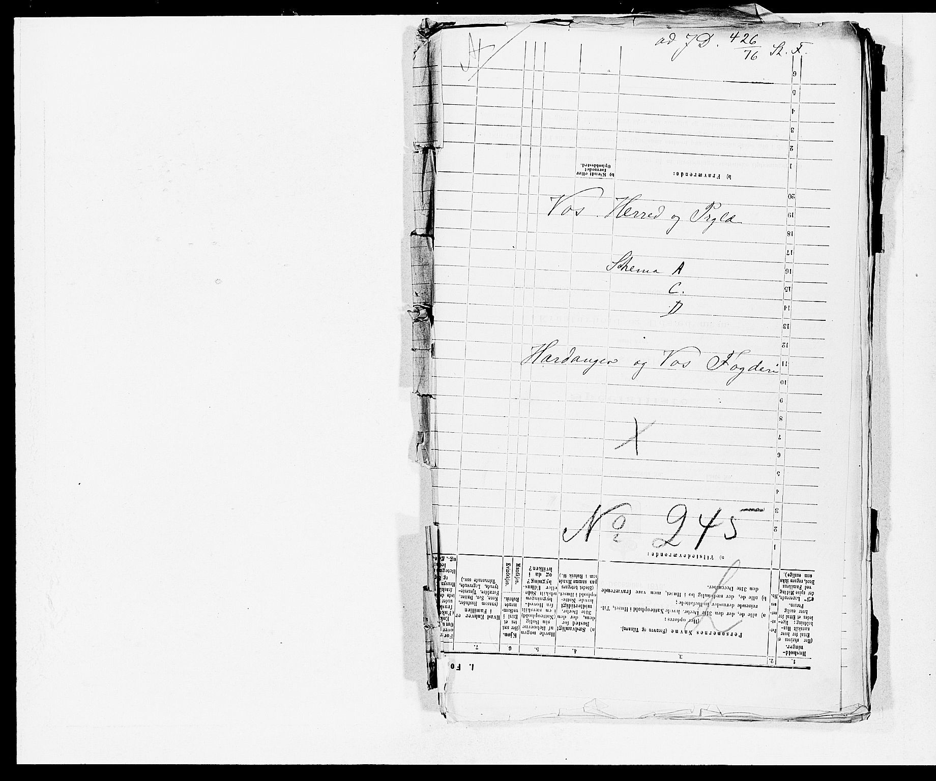 SAB, 1875 census for 1235P Voss, 1875, p. 1