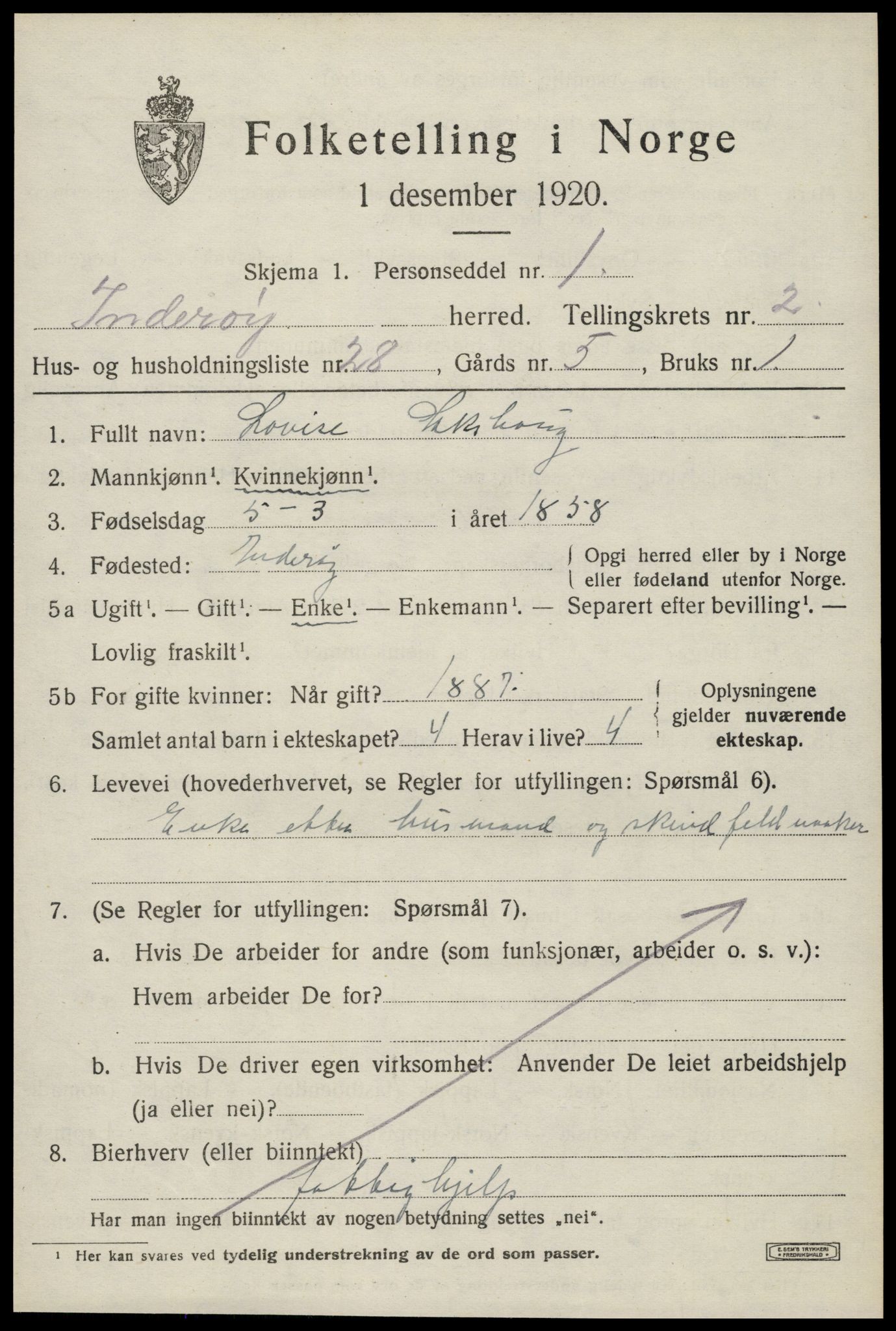 SAT, 1920 census for Inderøy, 1920, p. 2135