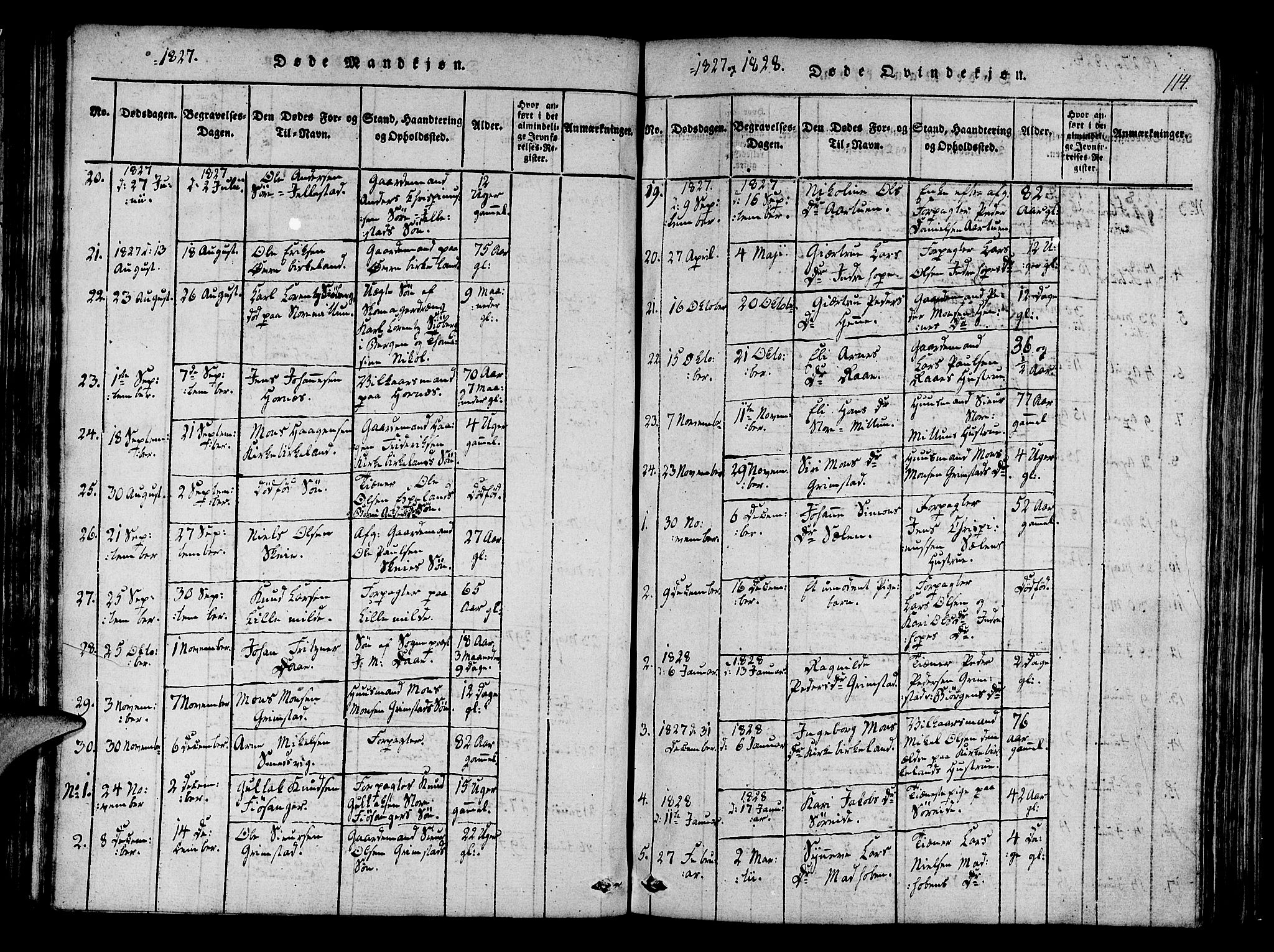 Fana Sokneprestembete, AV/SAB-A-75101/H/Haa/Haaa/L0007: Parish register (official) no. A 7, 1816-1828, p. 114