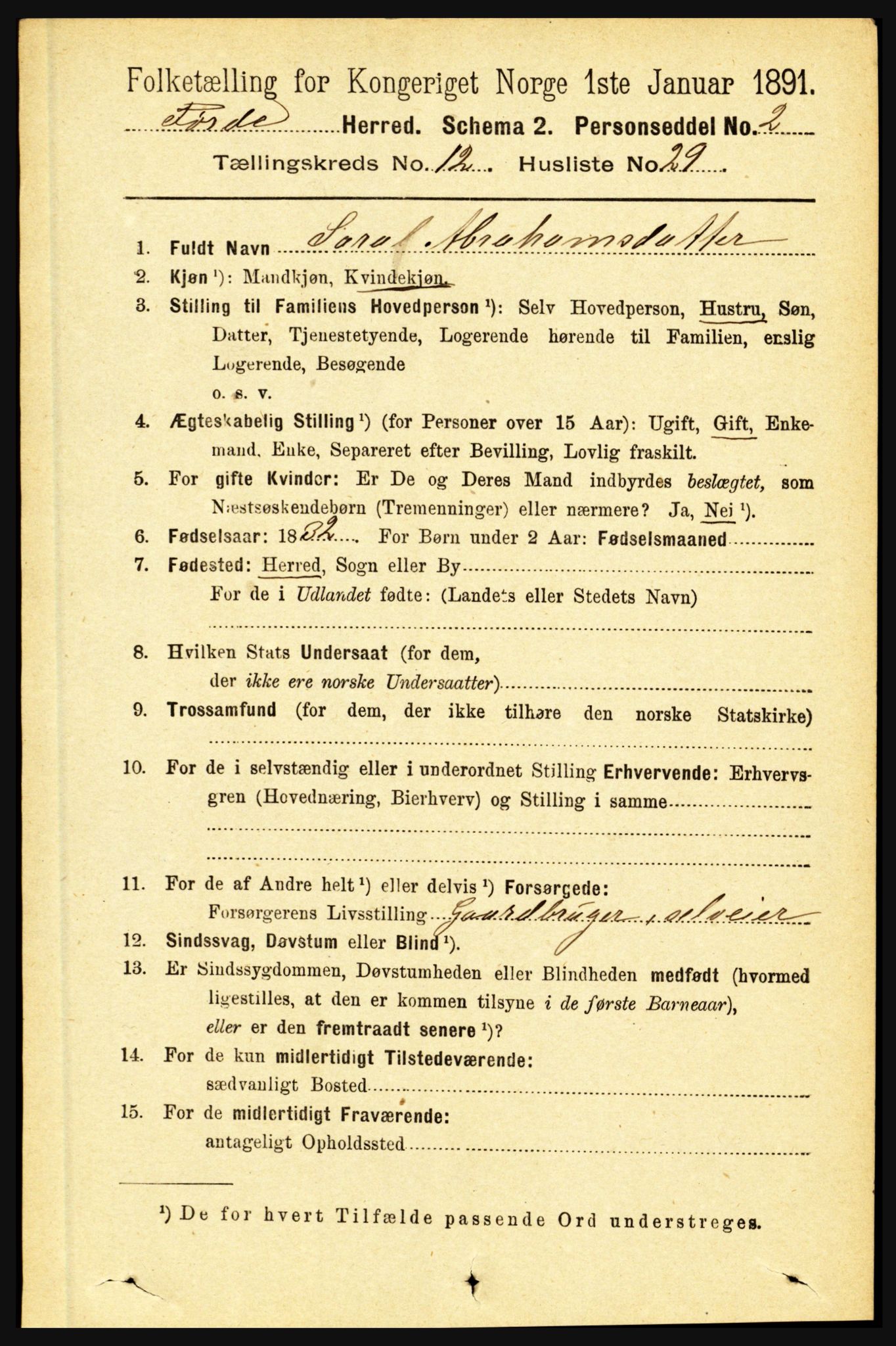 RA, 1891 census for 1432 Førde, 1891, p. 4472