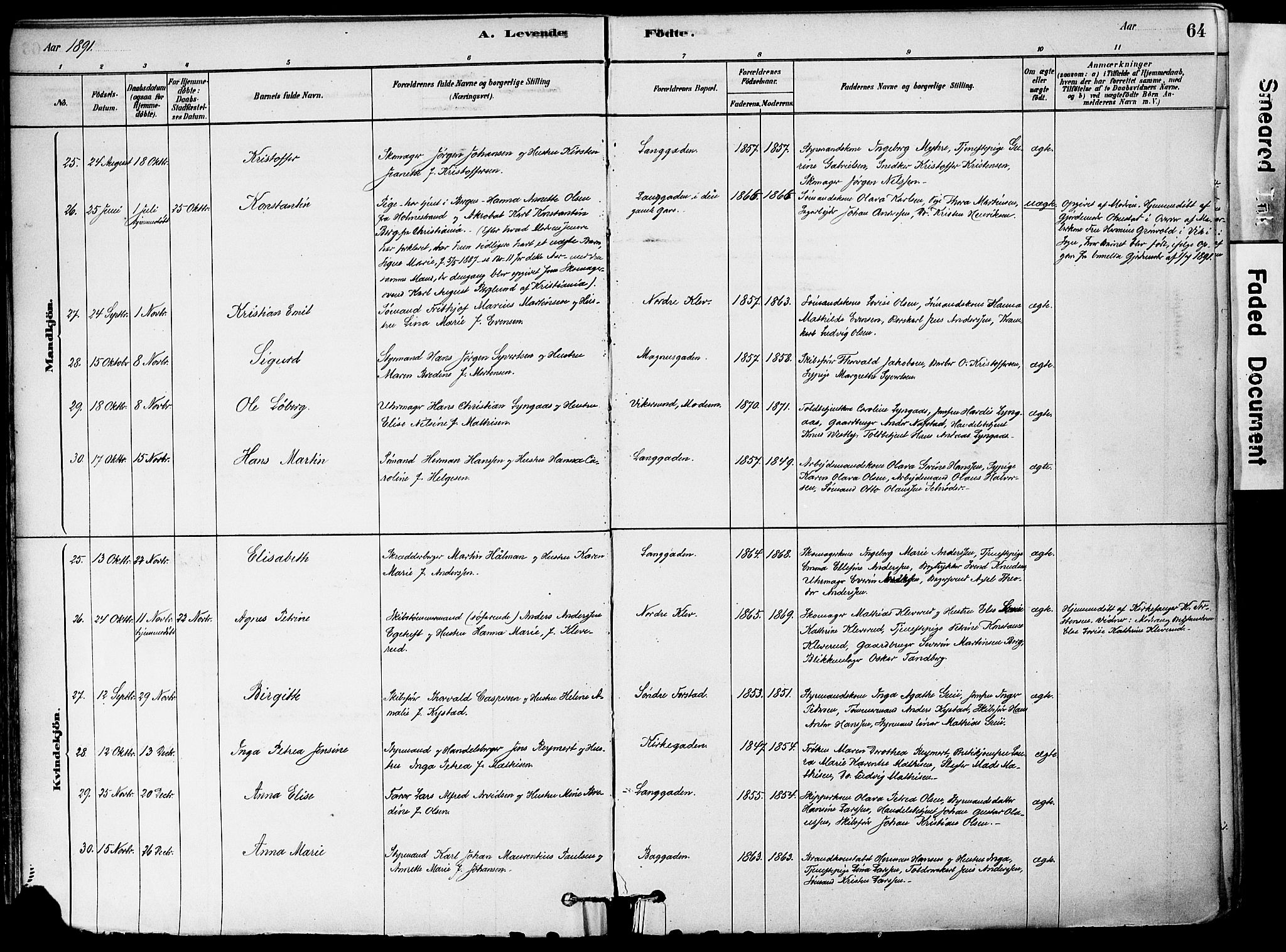 Holmestrand kirkebøker, AV/SAKO-A-346/F/Fa/L0004: Parish register (official) no. 4, 1880-1901, p. 64