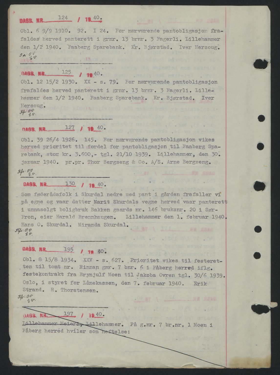 Sør-Gudbrandsdal tingrett, AV/SAH-TING-004/H/Hb/Hbf/L0003: Mortgage book no. C5a, 1939-1946, Diary no: : 124/1940