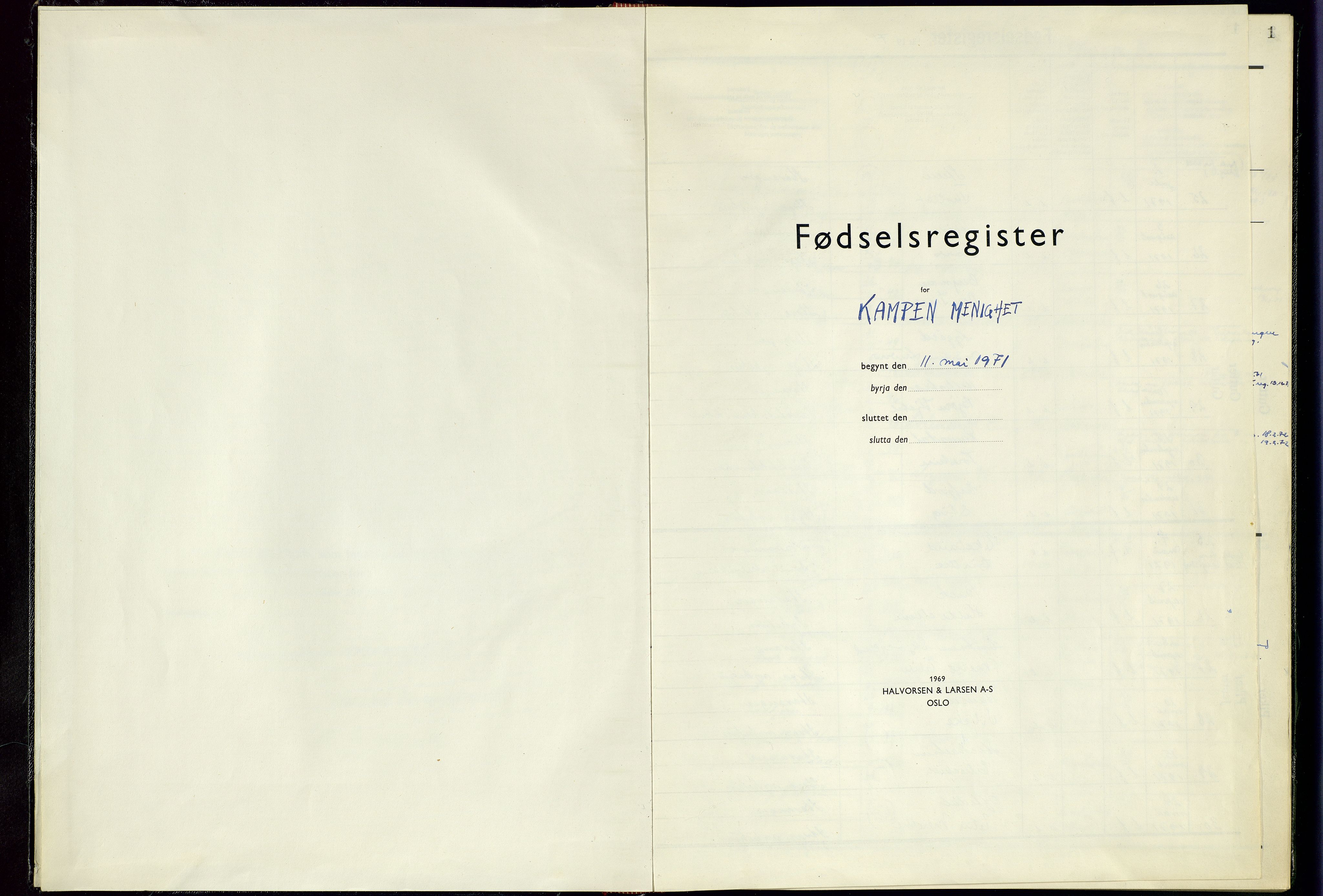 Kampen sokneprestkontor, SAST/A-101818/002/A/L0002: Birth register no. 2, 1971-1982