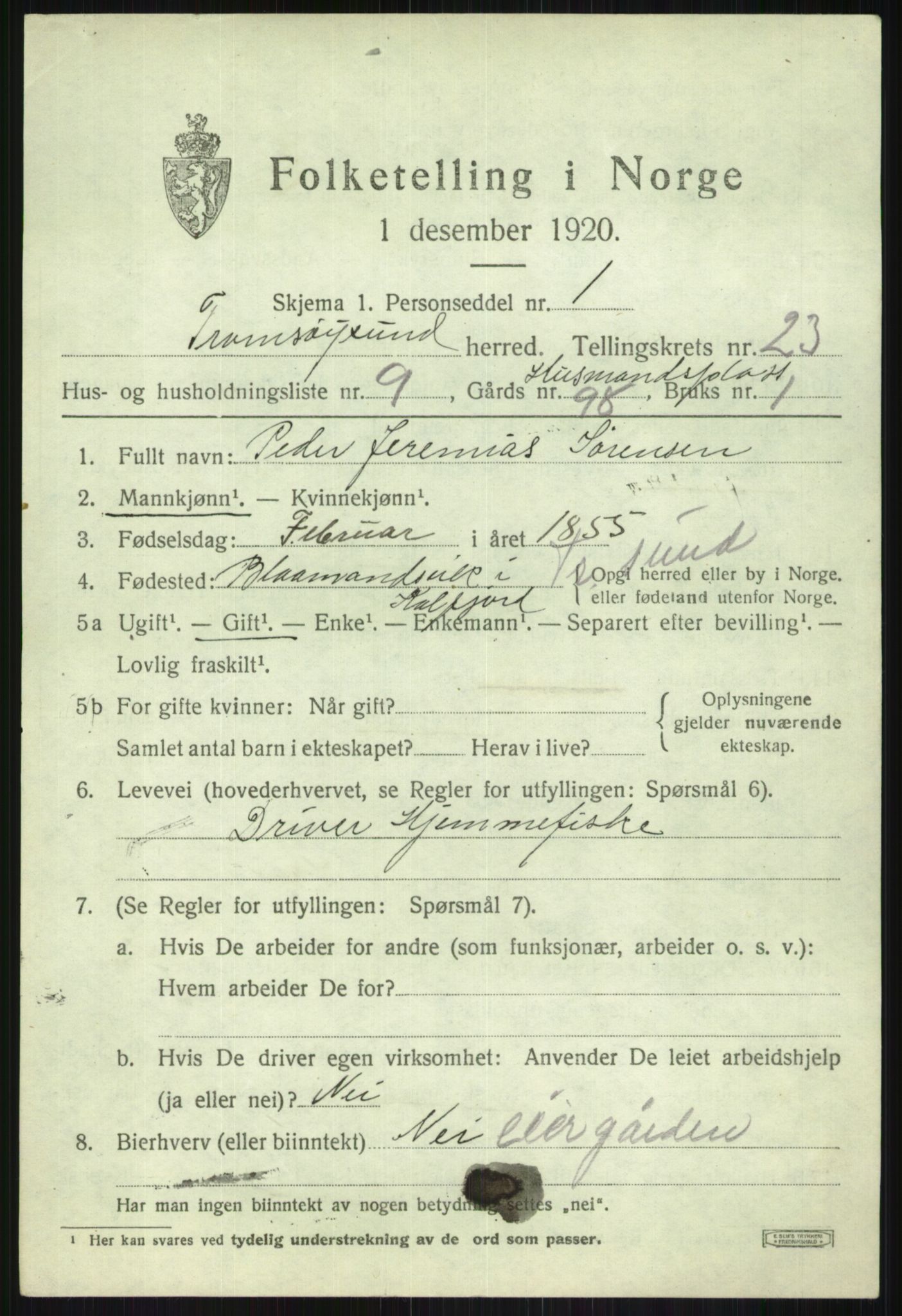 SATØ, 1920 census for Tromsøysund, 1920, p. 11728