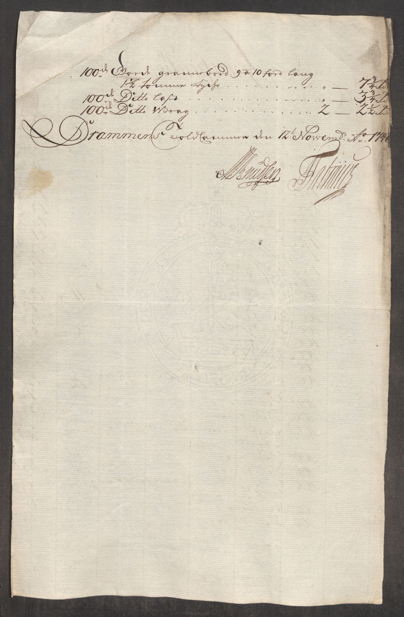 Rentekammeret inntil 1814, Realistisk ordnet avdeling, AV/RA-EA-4070/Oe/L0003: [Ø1]: Priskuranter, 1745-1748, p. 311