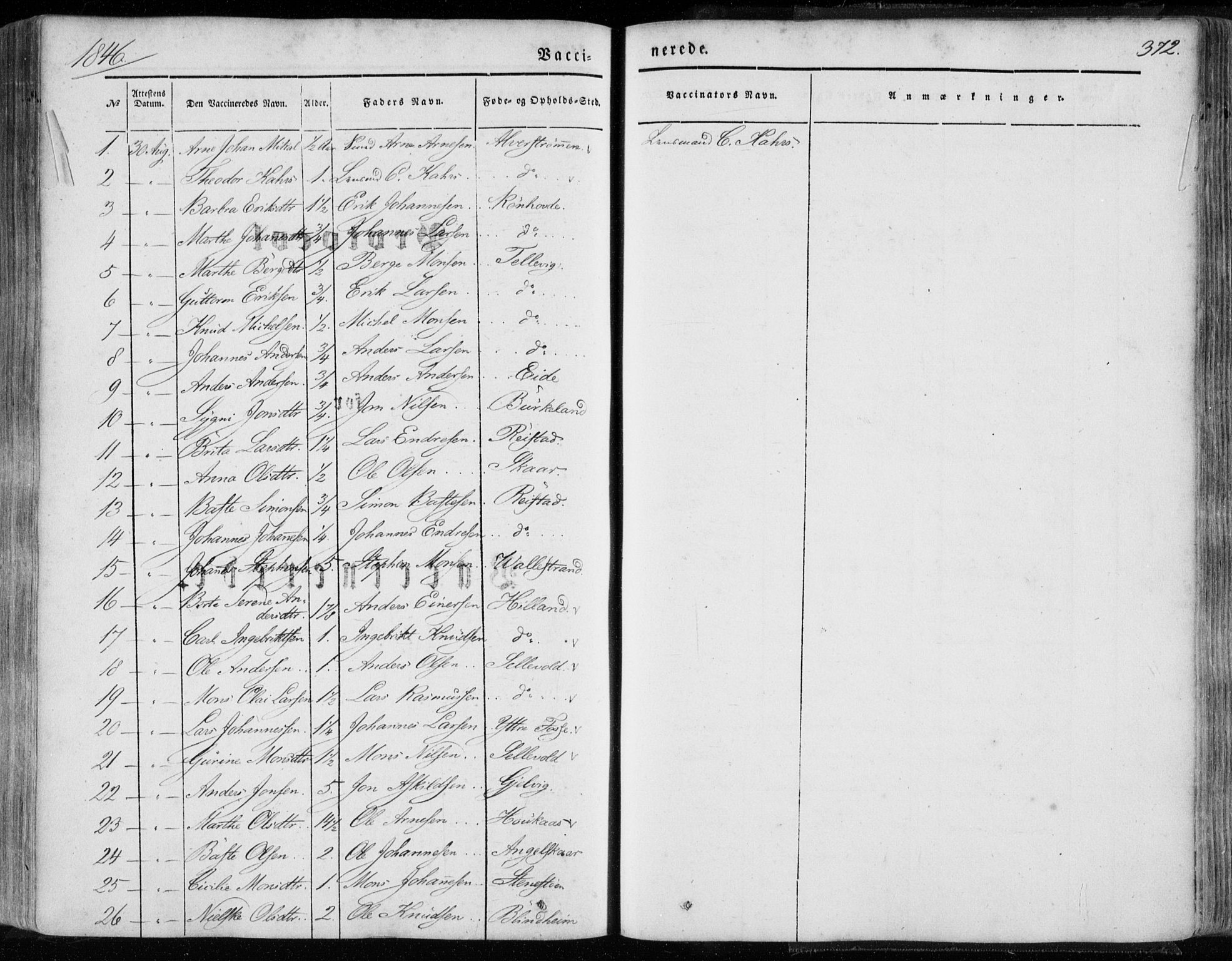 Hamre sokneprestembete, SAB/A-75501/H/Ha/Haa/Haaa/L0013: Parish register (official) no. A 13, 1846-1857, p. 372
