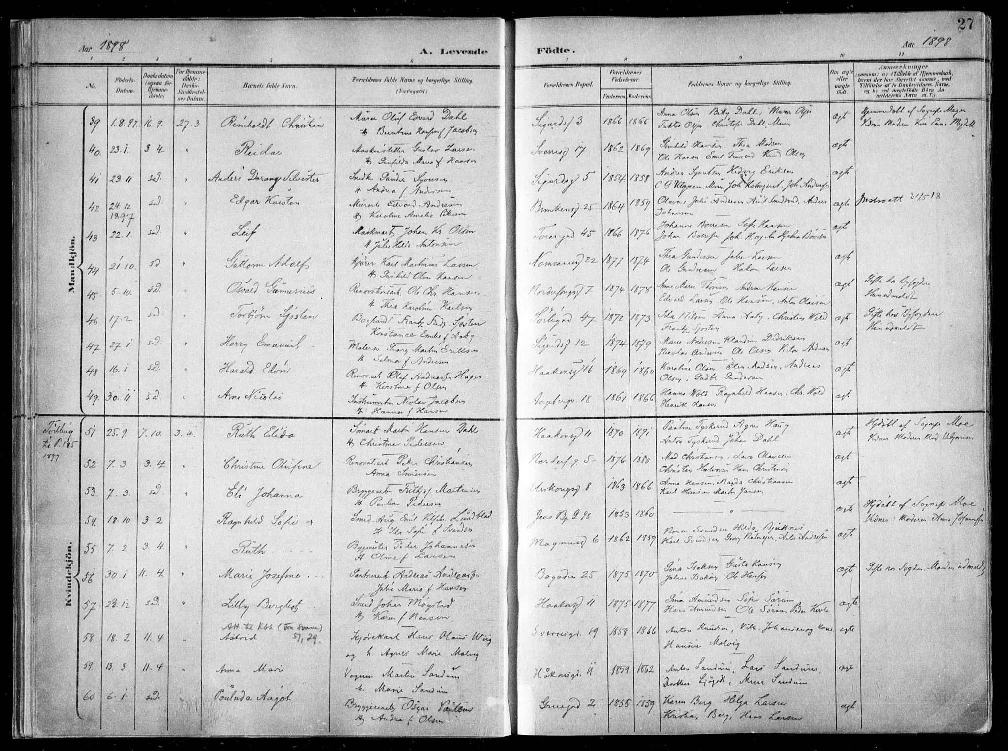 Kampen prestekontor Kirkebøker, SAO/A-10853/F/Fa/L0007: Parish register (official) no. I 7, 1897-1905, p. 27