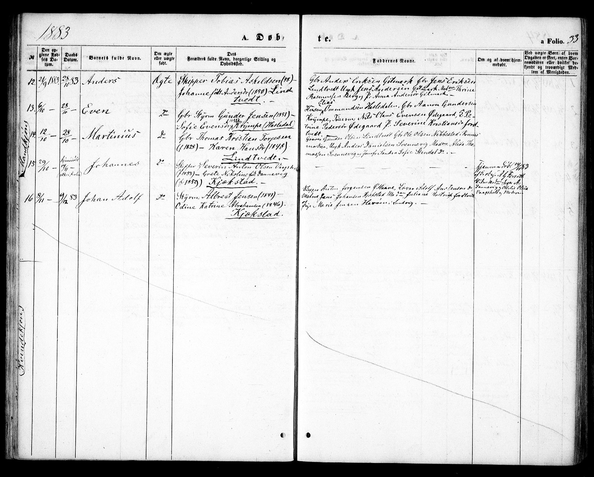 Hommedal sokneprestkontor, SAK/1111-0023/F/Fa/Faa/L0002: Parish register (official) no. A 2, 1861-1884, p. 33