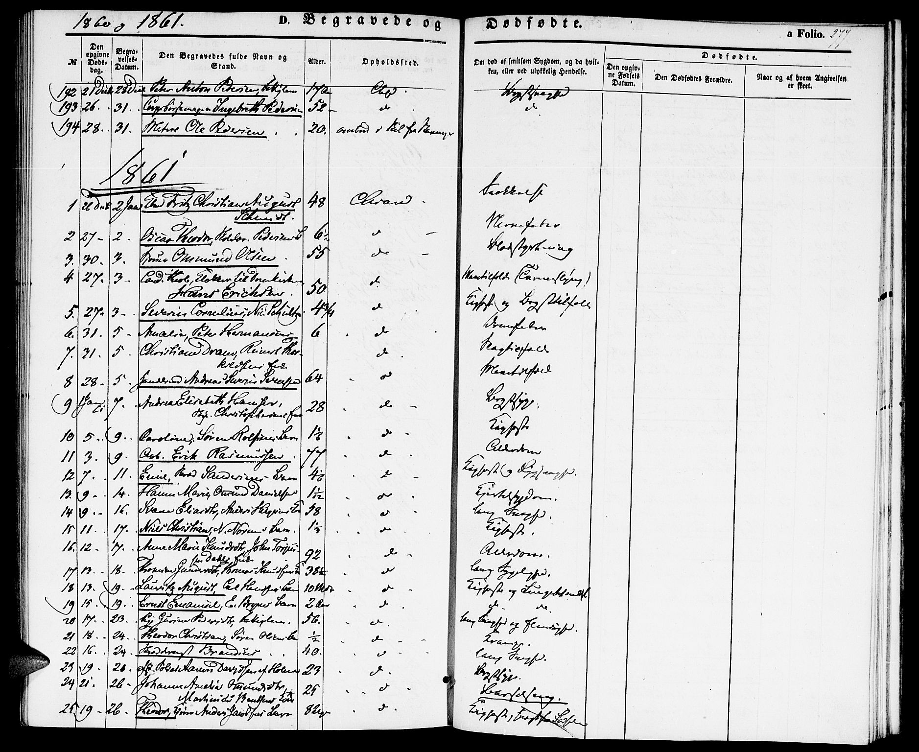 Kristiansand domprosti, AV/SAK-1112-0006/F/Fb/L0011: Parish register (copy) no. B 11, 1851-1861, p. 277
