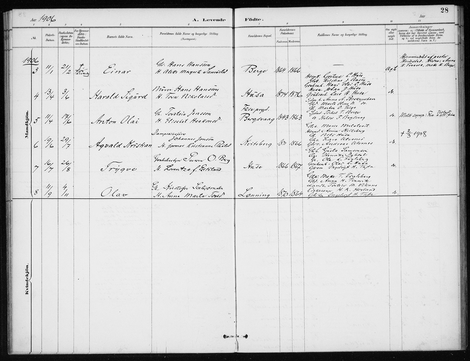 Kvinnherad sokneprestembete, SAB/A-76401/H/Haa: Parish register (official) no. E 1, 1887-1912, p. 28