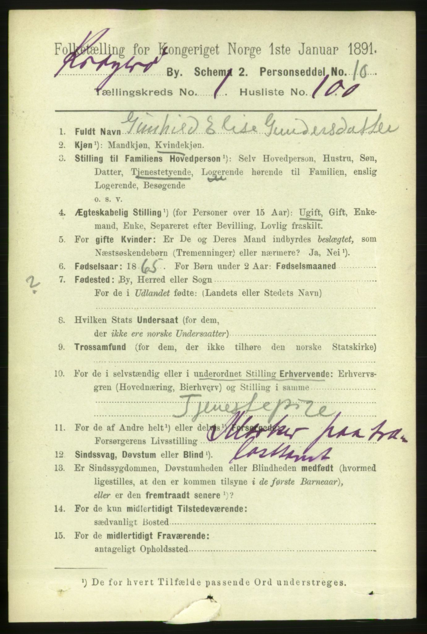 RA, 1891 census for 0801 Kragerø, 1891, p. 2503