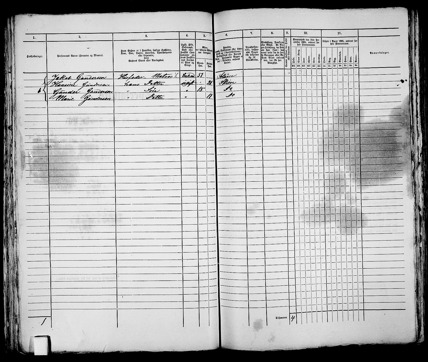 RA, 1865 census for Skien, 1865, p. 460