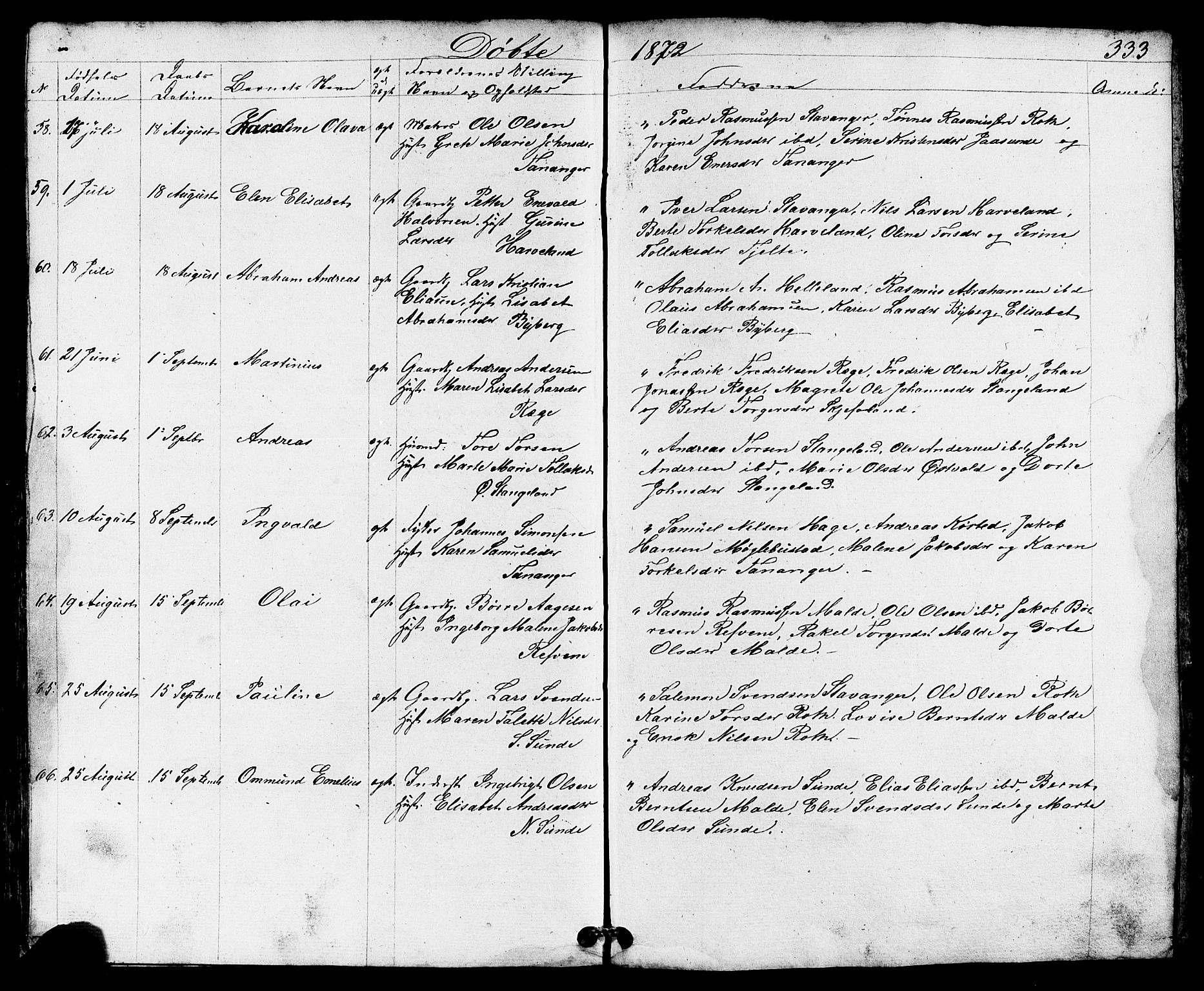 Håland sokneprestkontor, AV/SAST-A-101802/001/30BB/L0002: Parish register (copy) no. B 2, 1845-1872, p. 333