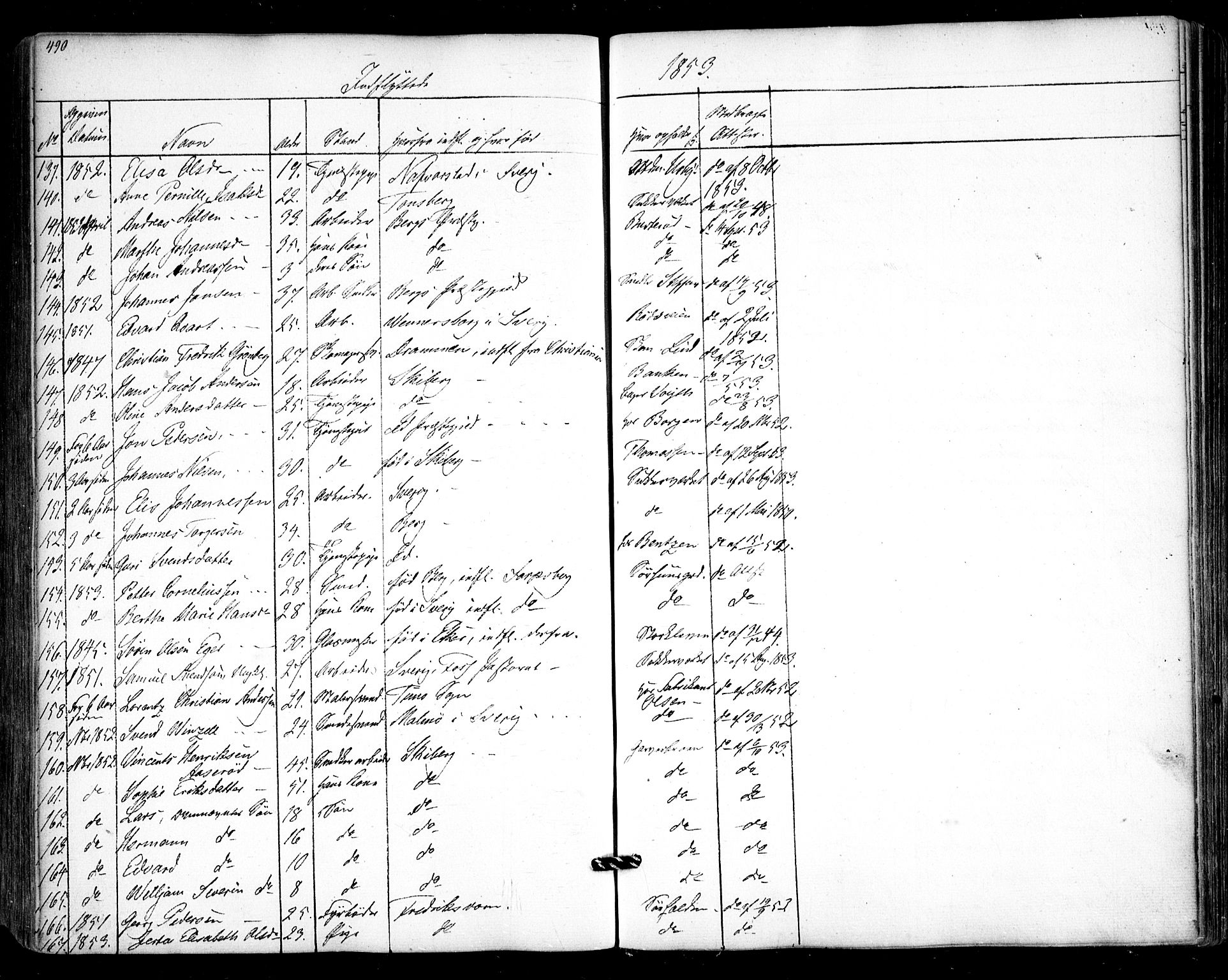 Halden prestekontor Kirkebøker, AV/SAO-A-10909/F/Fa/L0006: Parish register (official) no. I 6, 1845-1856, p. 490