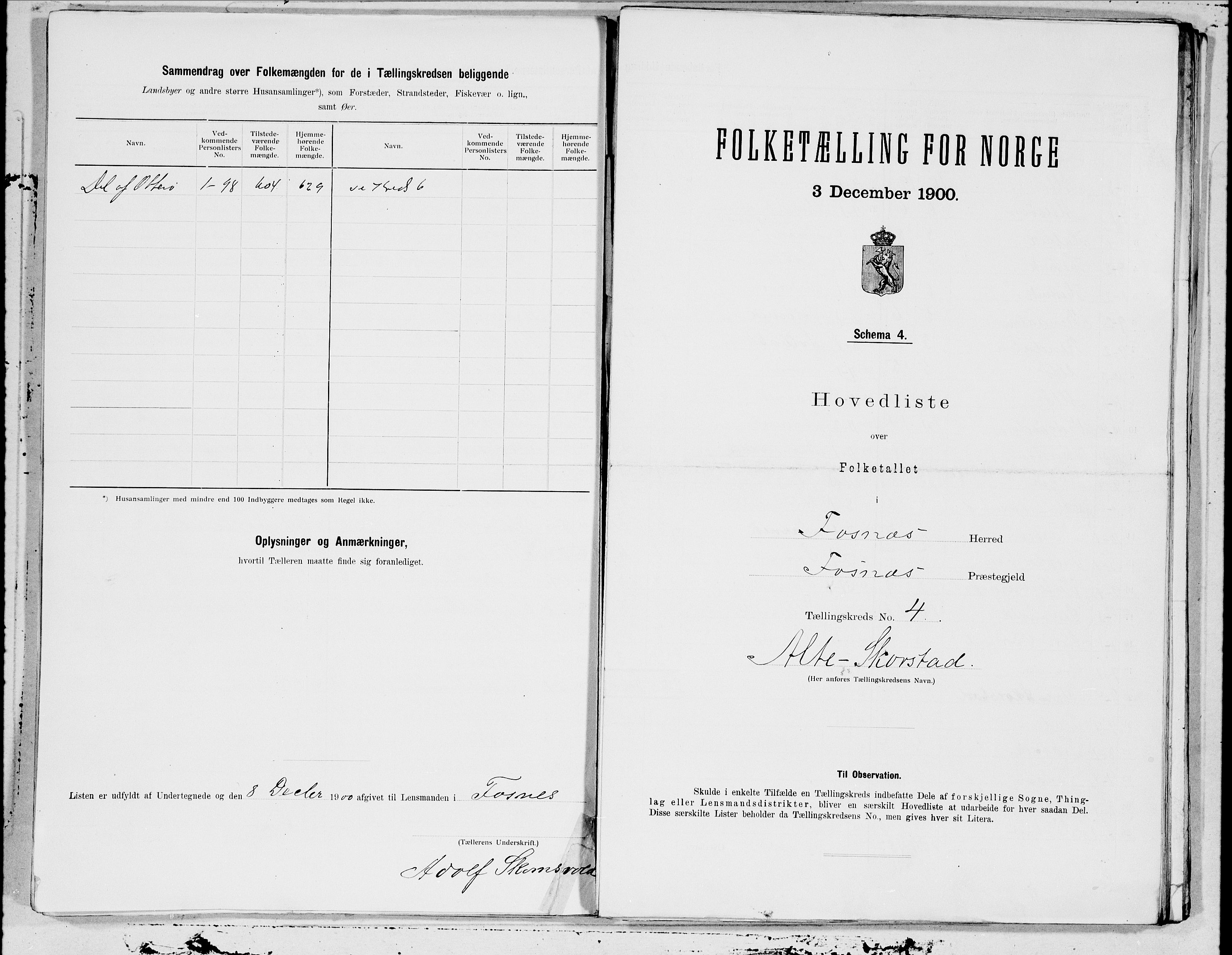 SAT, 1900 census for Fosnes, 1900, p. 8