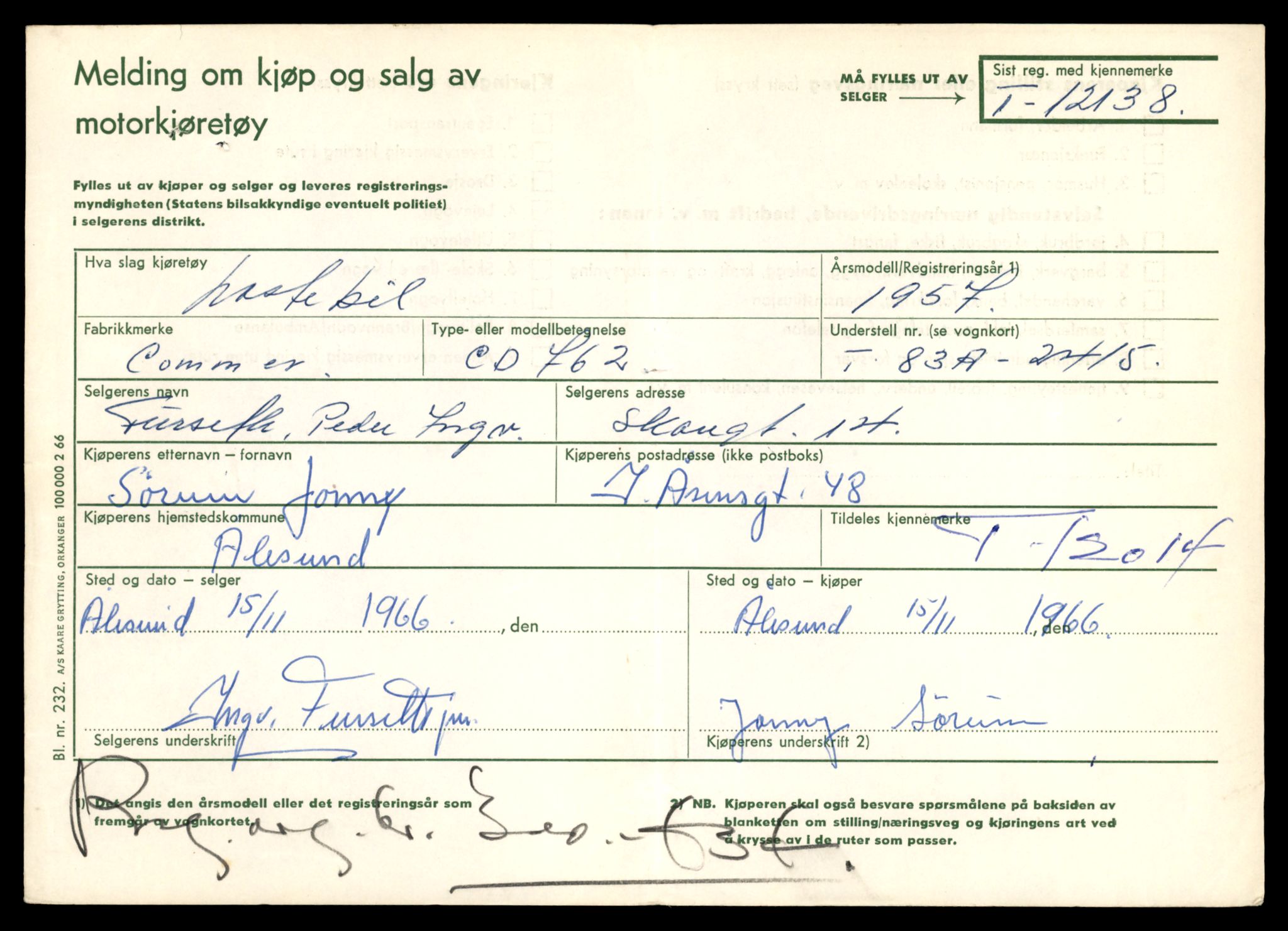 Møre og Romsdal vegkontor - Ålesund trafikkstasjon, AV/SAT-A-4099/F/Fe/L0032: Registreringskort for kjøretøy T 11997 - T 12149, 1927-1998, p. 383