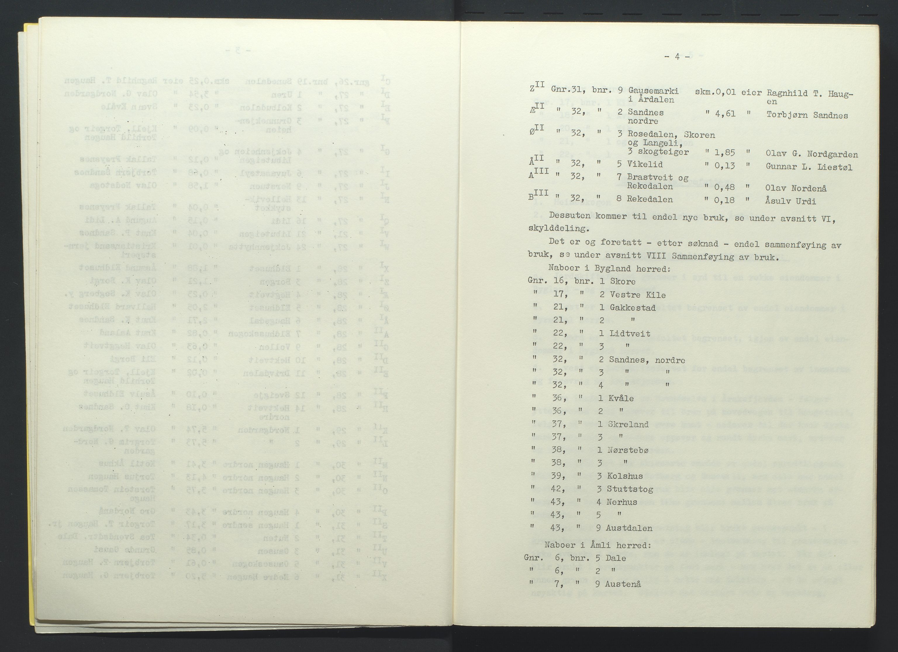 Setesdal jordskifterett, AV/SAK-1541-0008/F/Fb/Fbc/L0018: Jordskiftesaker nr 6/1954, Bygland gnr 17, 20, 23-32, 36-39, 42 og 43, 1973-1986, p. 4