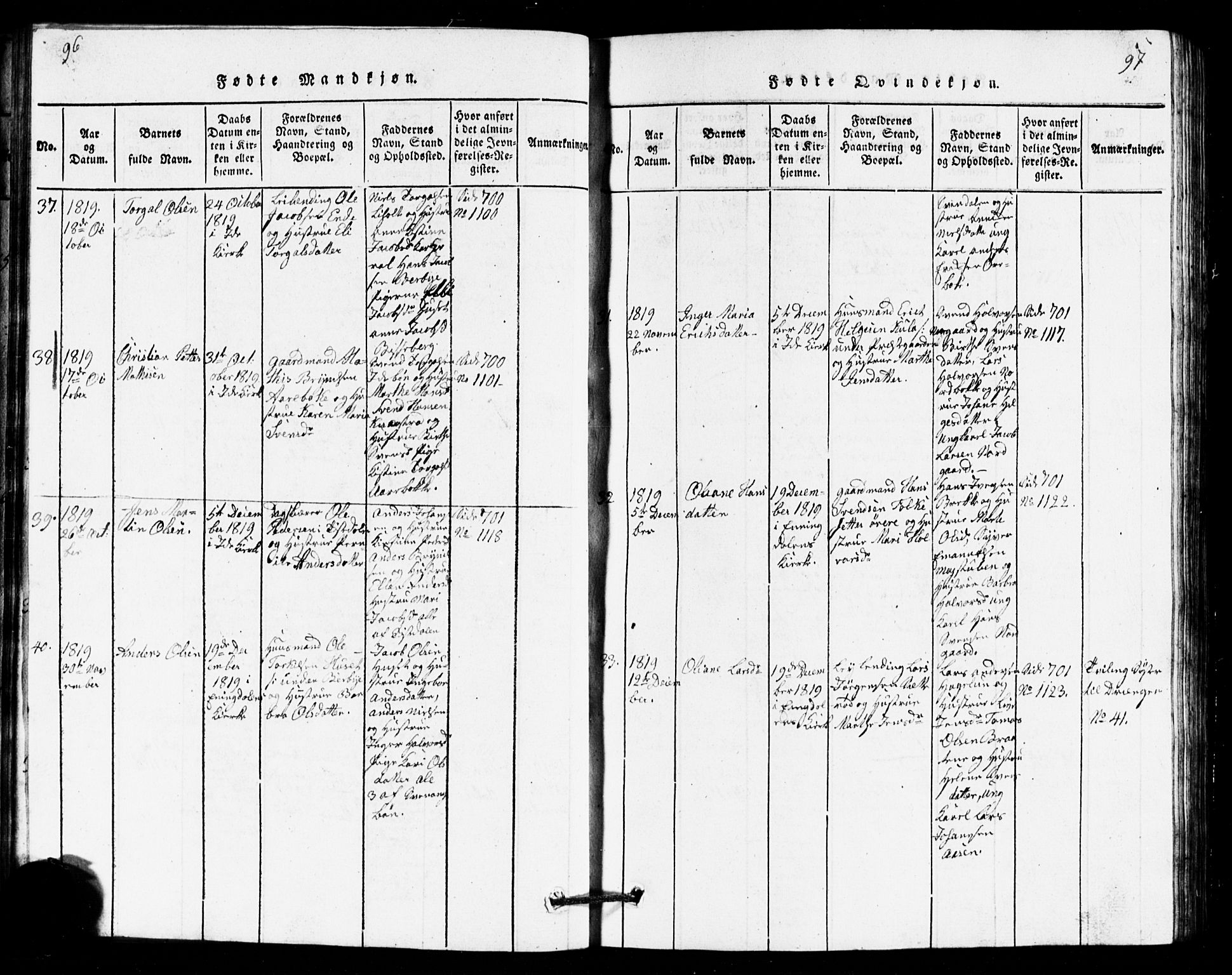 Idd prestekontor Kirkebøker, AV/SAO-A-10911/G/Ga/L0001: Parish register (copy) no. I 1, 1815-1826, p. 96-97