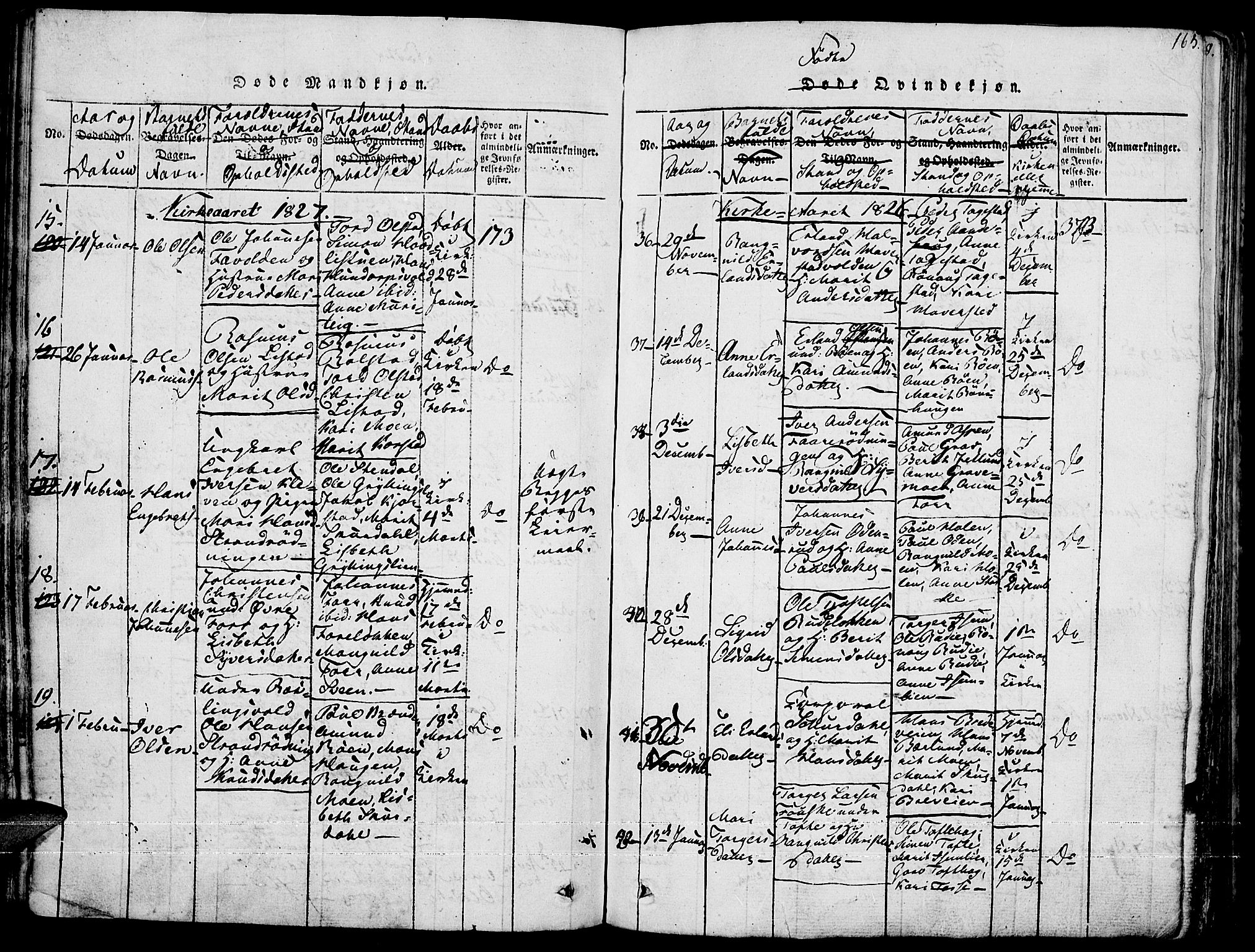 Fron prestekontor, AV/SAH-PREST-078/H/Ha/Haa/L0002: Parish register (official) no. 2, 1816-1827, p. 165