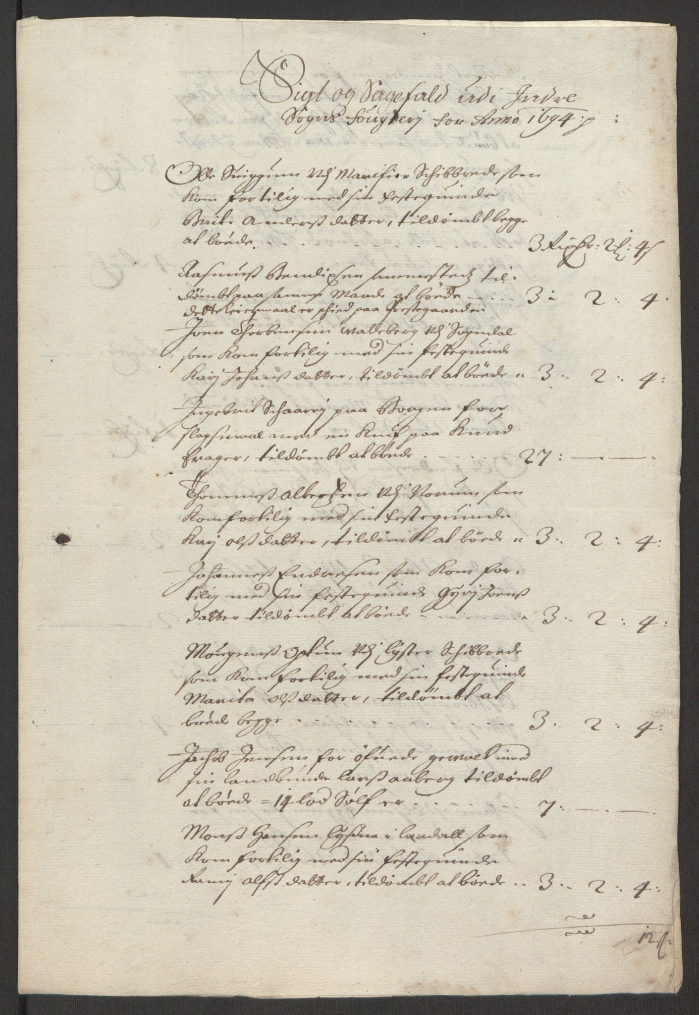 Rentekammeret inntil 1814, Reviderte regnskaper, Fogderegnskap, AV/RA-EA-4092/R52/L3307: Fogderegnskap Sogn, 1693-1694, p. 440