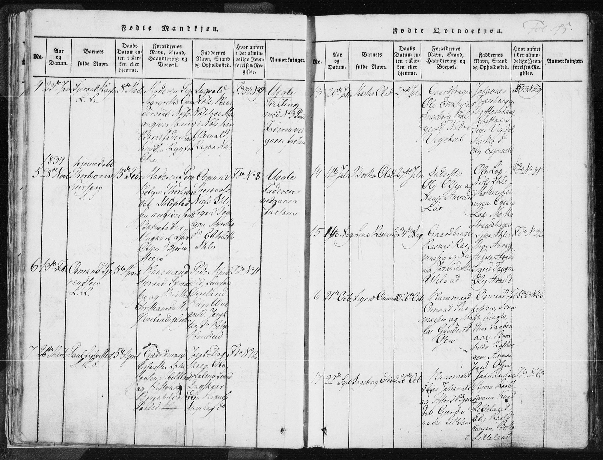 Vikedal sokneprestkontor, AV/SAST-A-101840/01/IV: Parish register (official) no. A 3, 1817-1850, p. 45