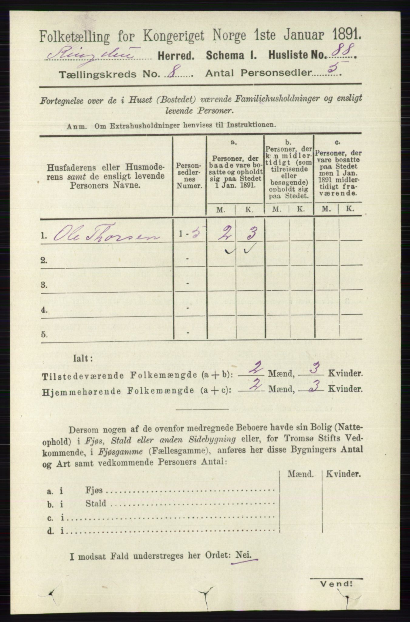 RA, 1891 census for 0520 Ringebu, 1891, p. 3670