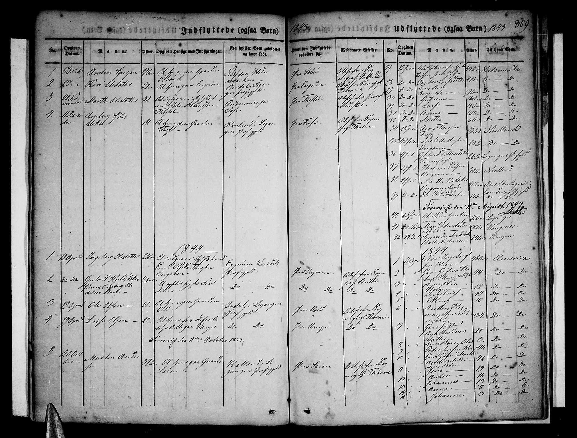 Vik sokneprestembete, AV/SAB-A-81501/H/Haa/Haaa/L0007: Parish register (official) no. A 7, 1831-1845, p. 309