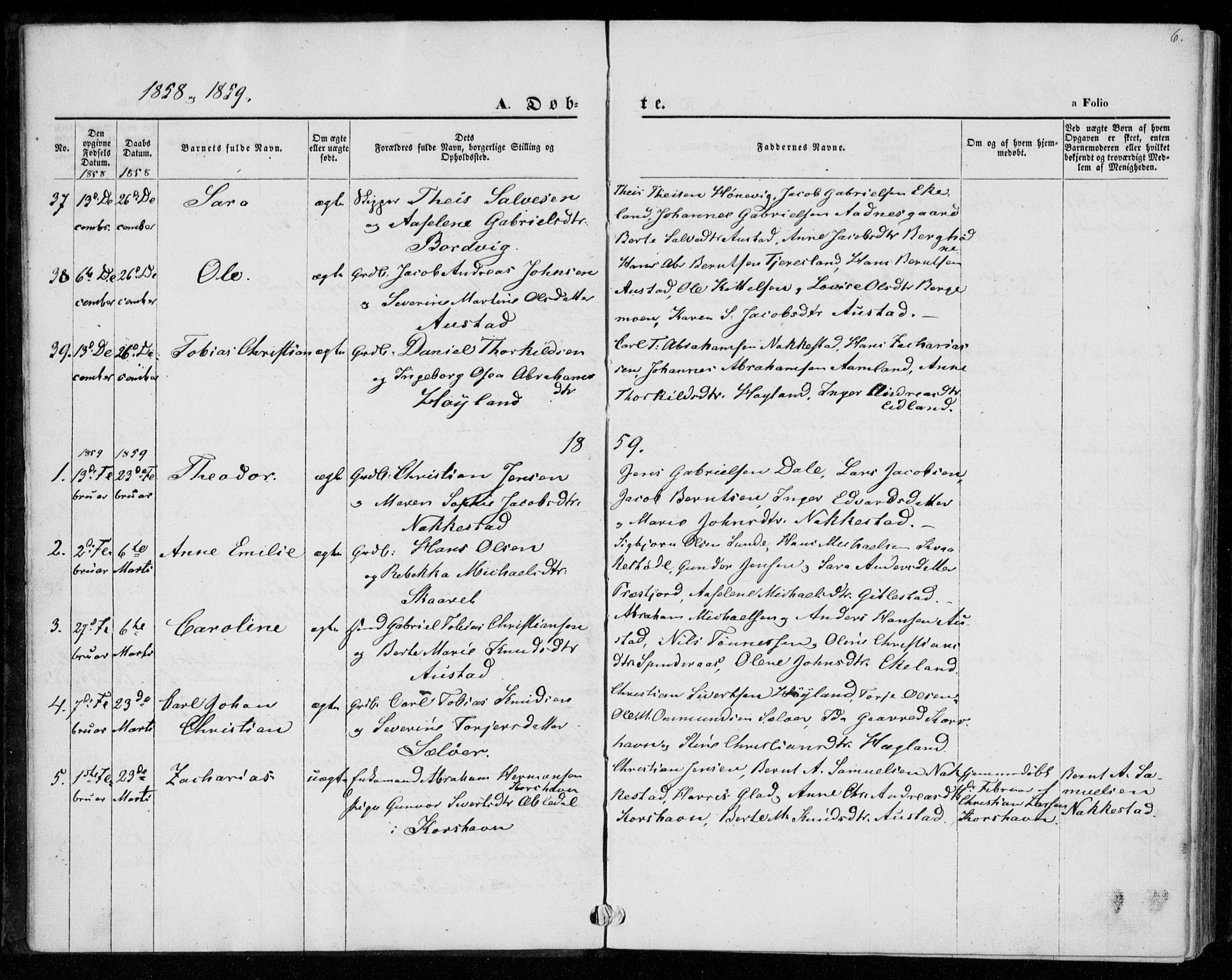 Lyngdal sokneprestkontor, SAK/1111-0029/F/Fa/Faa/L0002: Parish register (official) no. A 2, 1858-1870, p. 6
