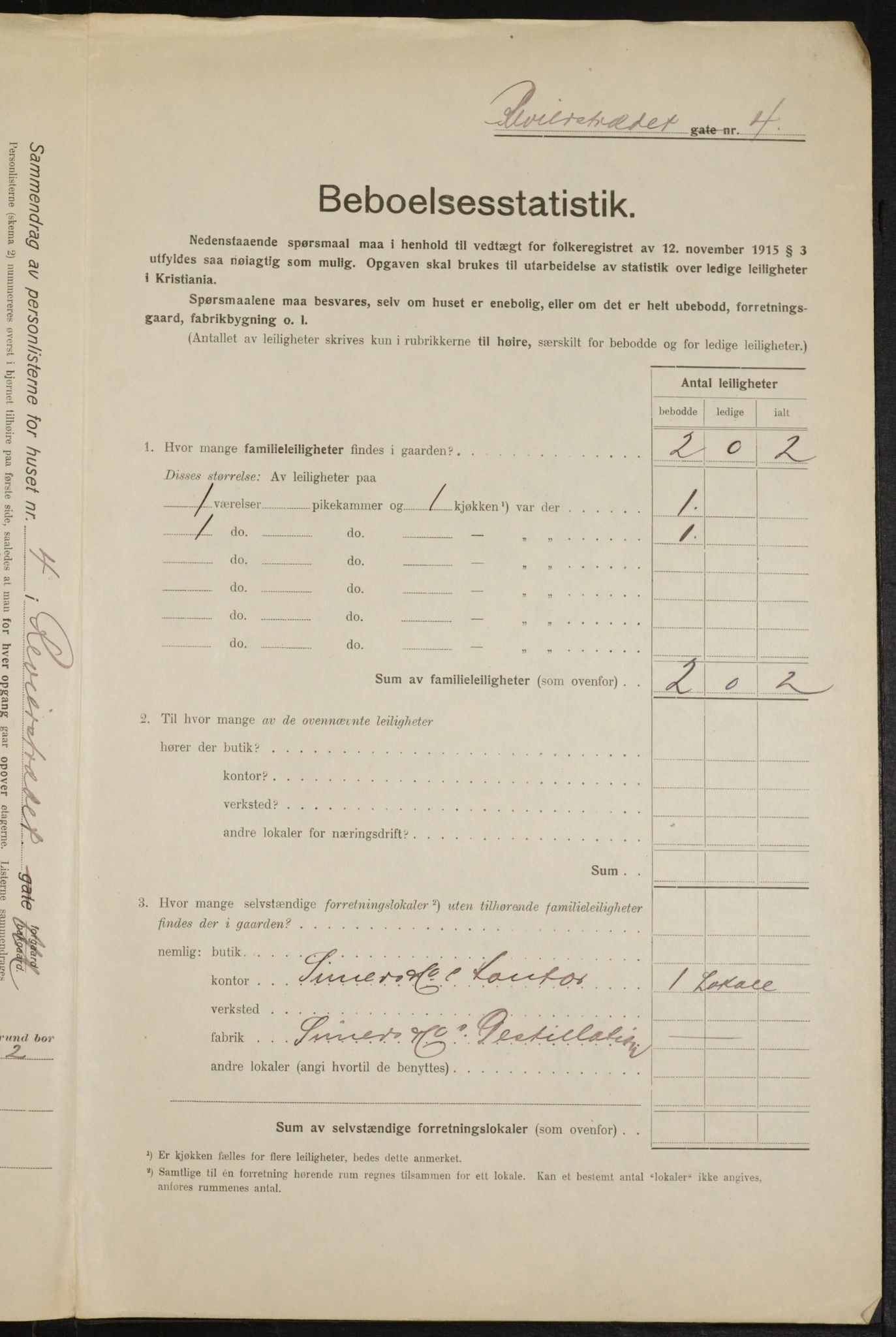 OBA, Municipal Census 1916 for Kristiania, 1916, p. 85031