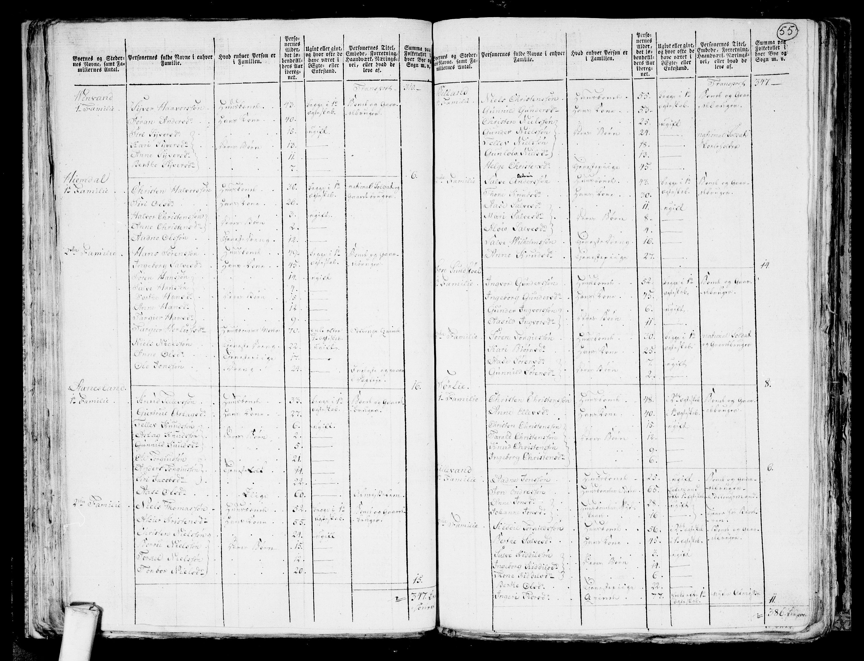 RA, 1801 census for 0934P Evje, 1801, p. 54b-55a