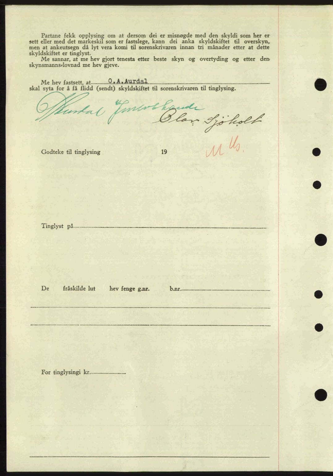 Nordre Sunnmøre sorenskriveri, AV/SAT-A-0006/1/2/2C/2Ca: Mortgage book no. A23, 1946-1947, Diary no: : 1943/1946