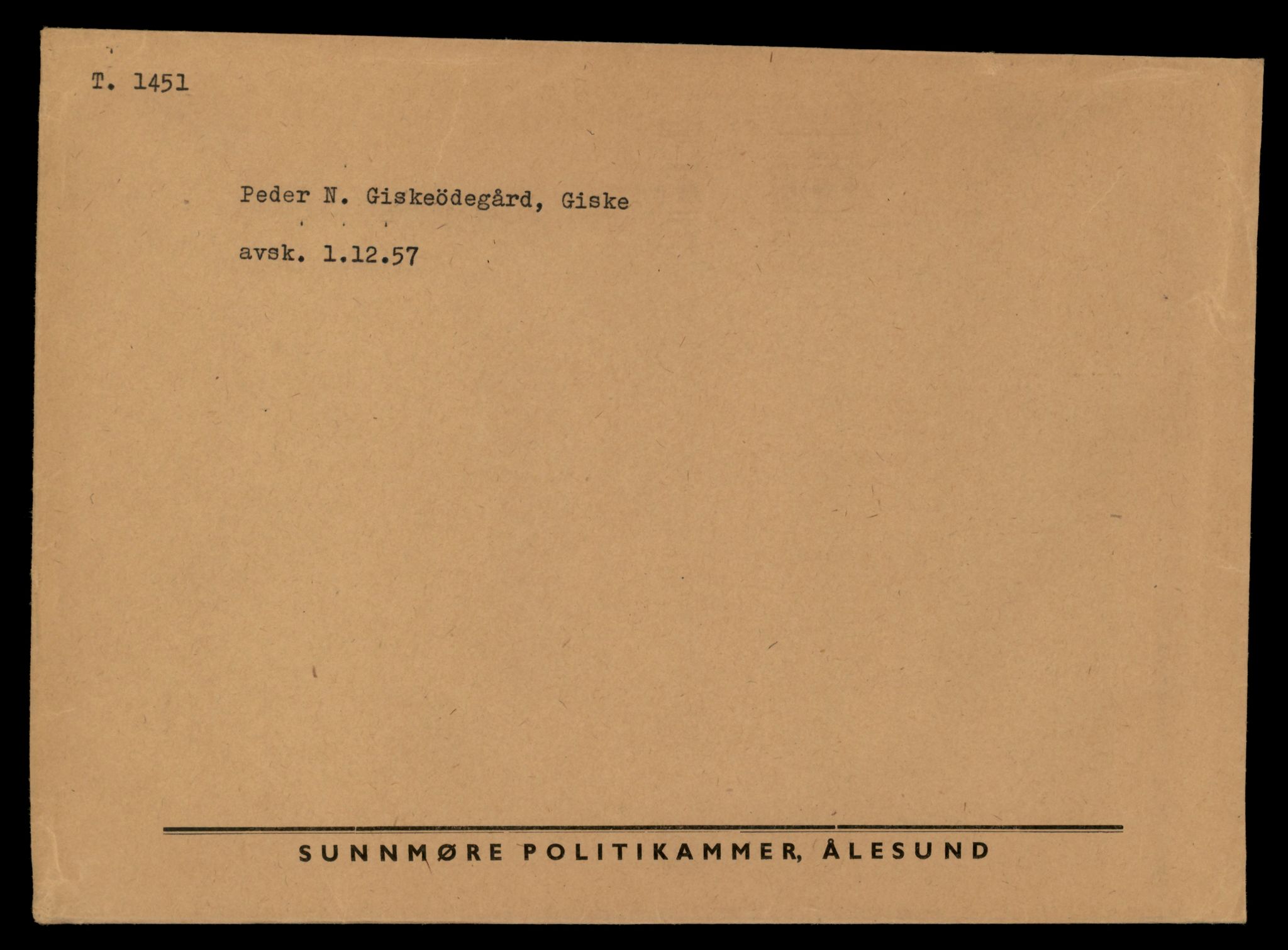 Møre og Romsdal vegkontor - Ålesund trafikkstasjon, AV/SAT-A-4099/F/Fe/L0013: Registreringskort for kjøretøy T 1451 - T 1564, 1927-1998, p. 1