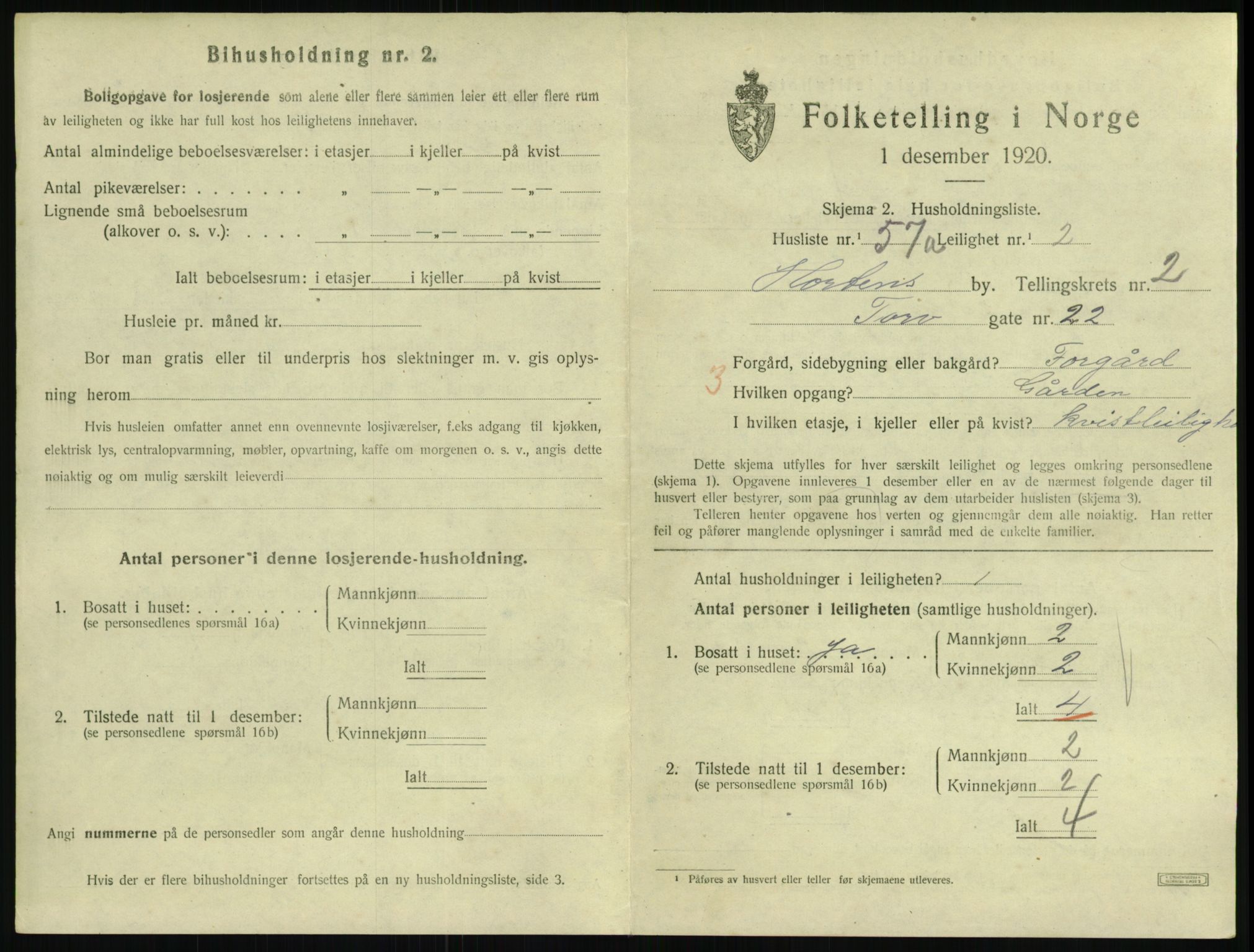 SAKO, 1920 census for Horten, 1920, p. 3537