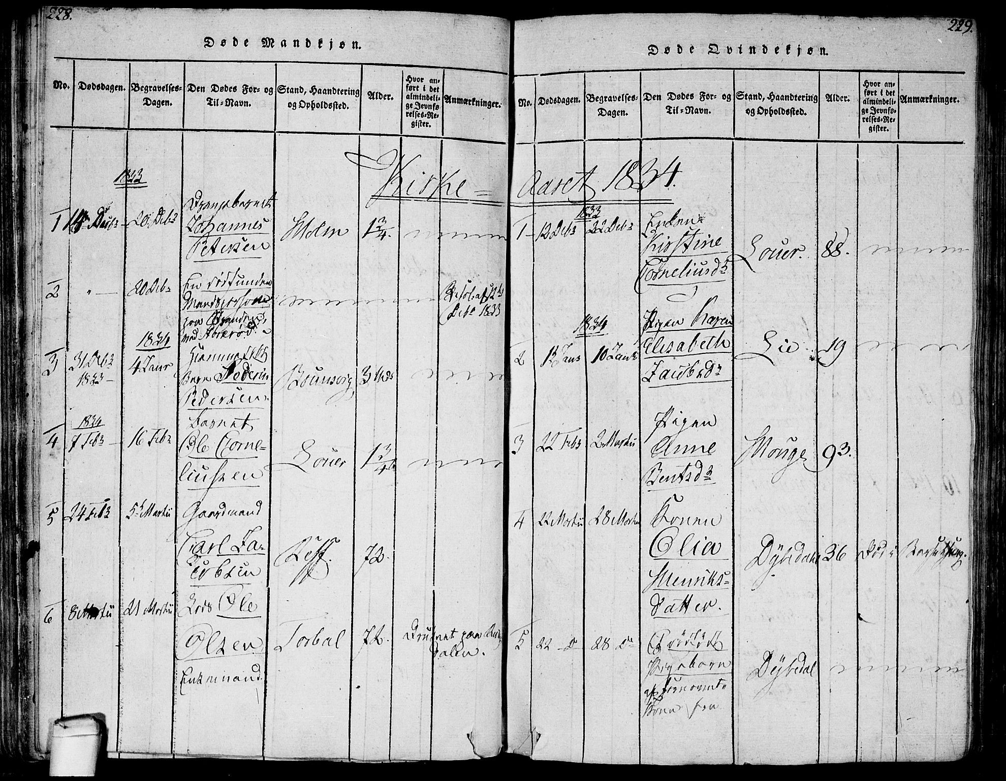 Hvaler prestekontor Kirkebøker, SAO/A-2001/F/Fa/L0005: Parish register (official) no. I 5, 1816-1845, p. 228-229