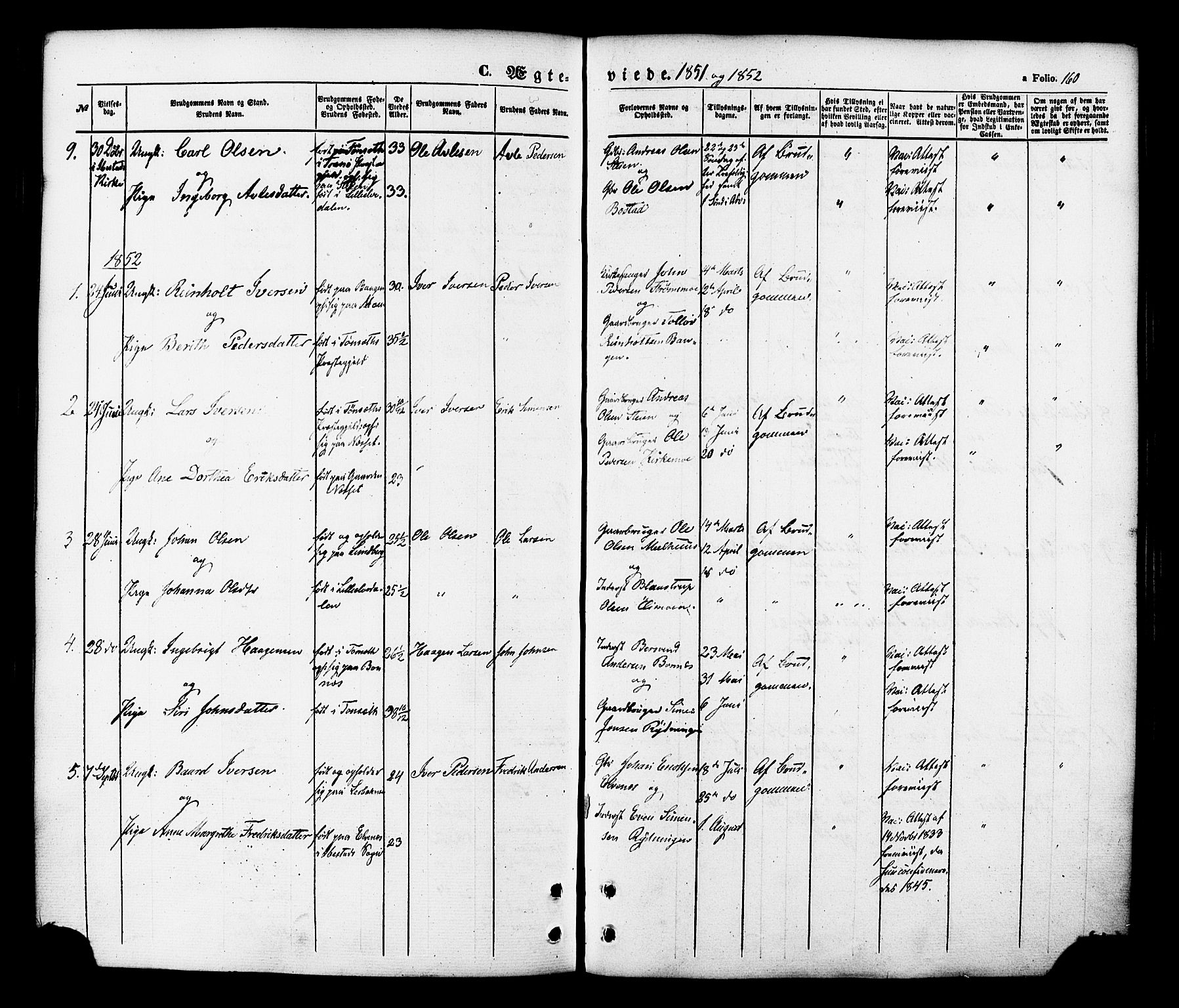 Målselv sokneprestembete, SATØ/S-1311/G/Ga/Gaa/L0008kirke: Parish register (official) no. 8, 1851-1877, p. 160