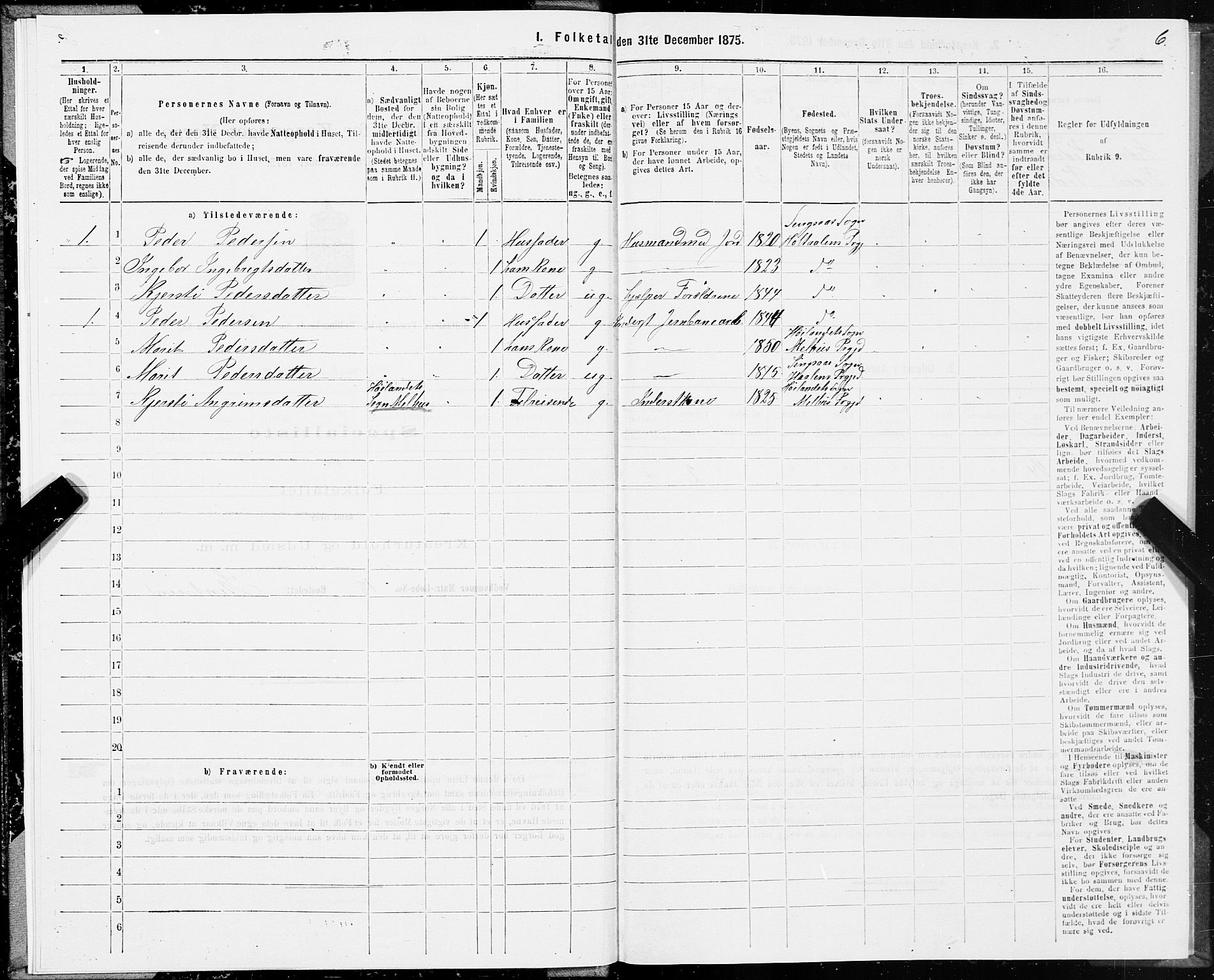 SAT, 1875 census for 1645P Haltdalen, 1875, p. 3006