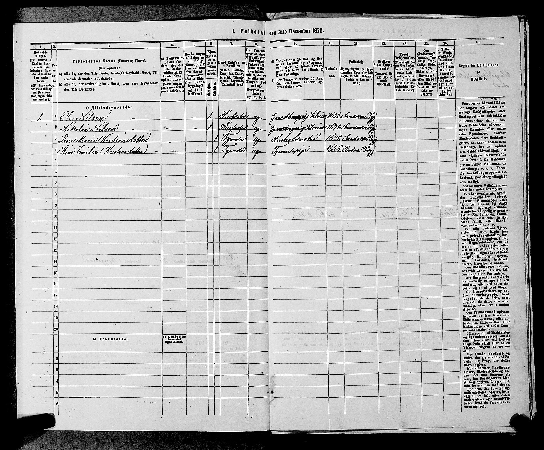 SAKO, 1875 census for 0715P Botne, 1875, p. 171