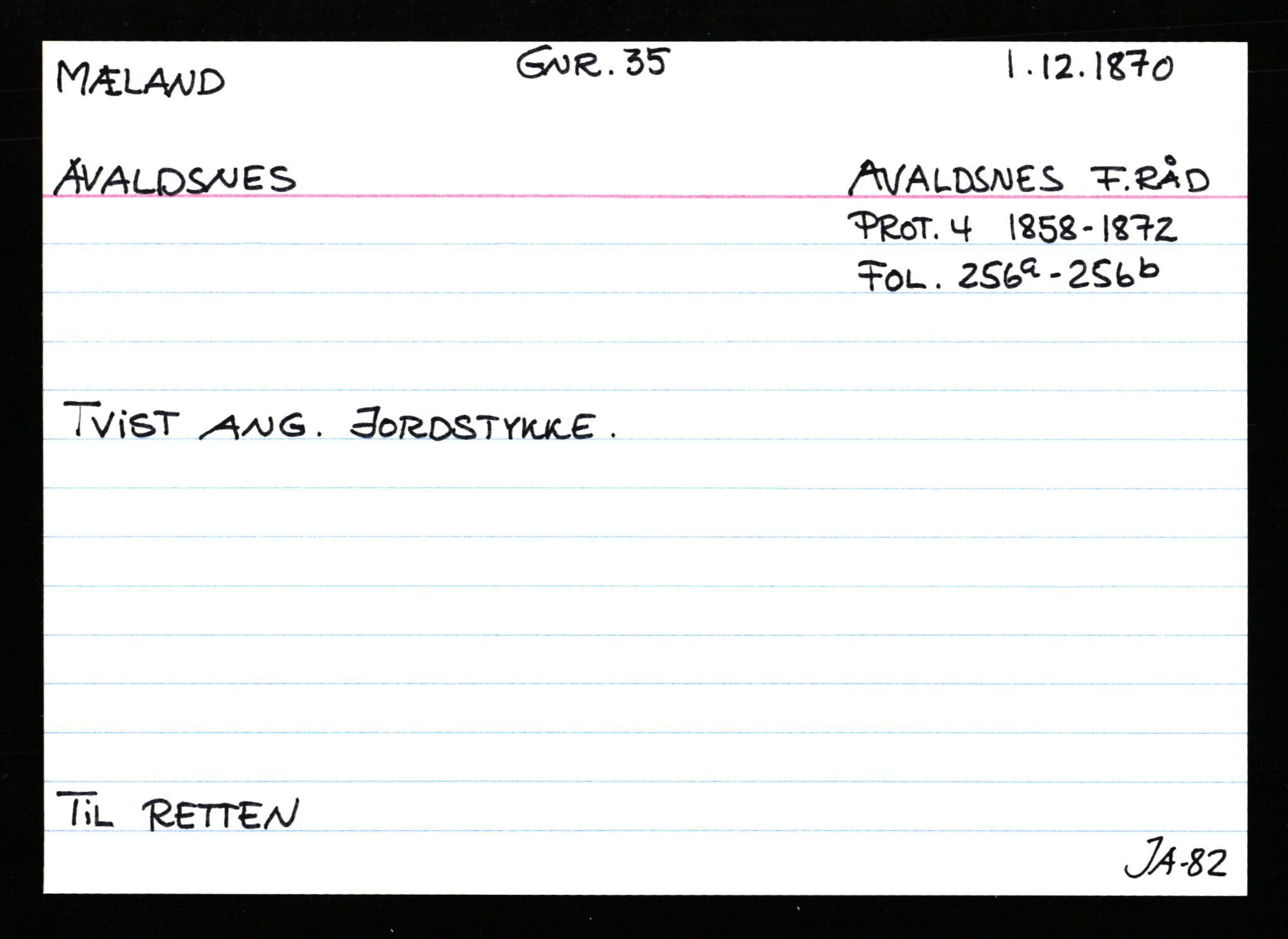 Statsarkivet i Stavanger, AV/SAST-A-101971/03/Y/Ym/L0040: Åstedskort sortert etter gårdsnavn: Mykje - Navrestad, 1600-1950, p. 173