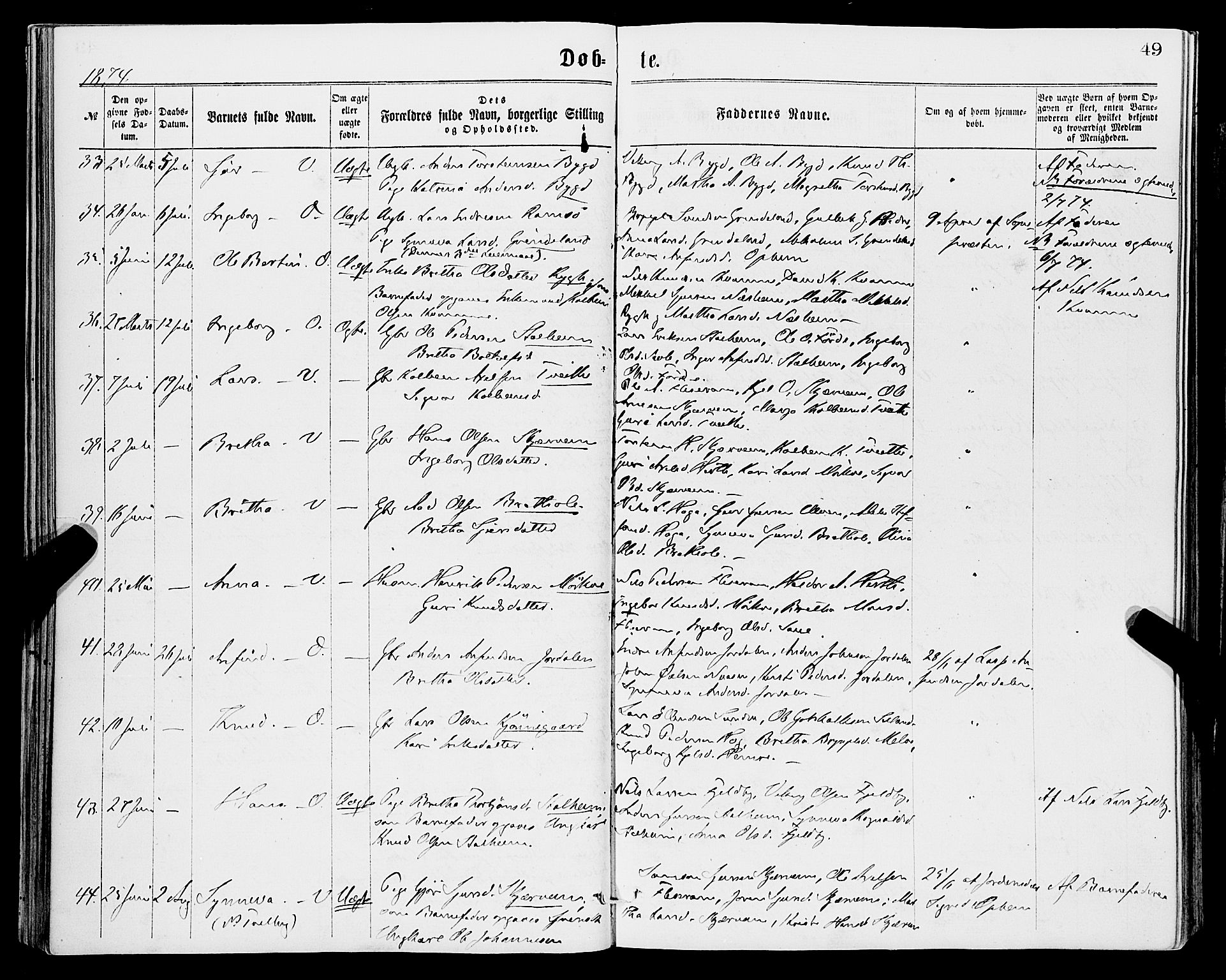 Vossestrand Sokneprestembete, AV/SAB-A-79101/H/Haa: Parish register (official) no. A 1, 1866-1877, p. 49