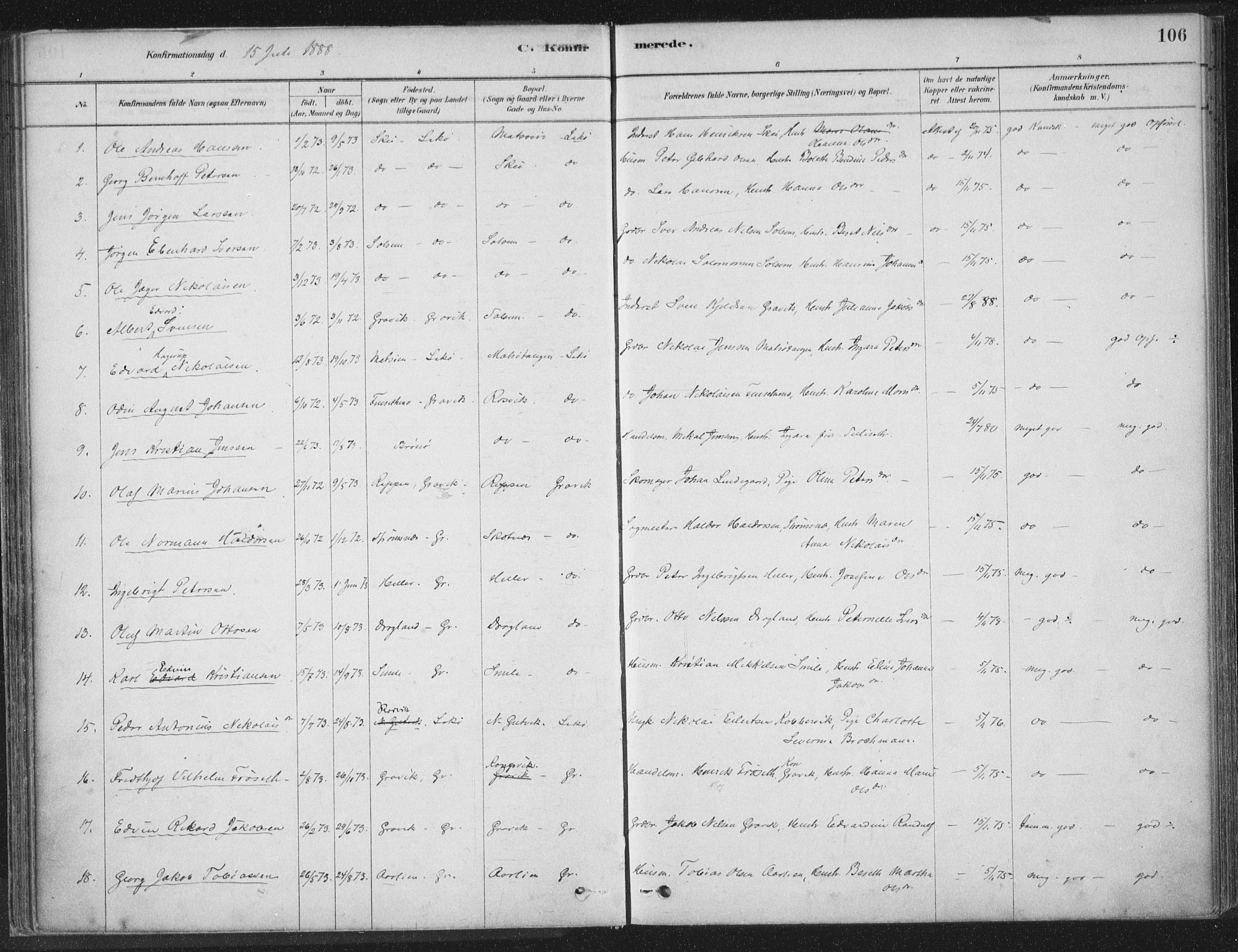 Ministerialprotokoller, klokkerbøker og fødselsregistre - Nord-Trøndelag, AV/SAT-A-1458/788/L0697: Parish register (official) no. 788A04, 1878-1902, p. 106