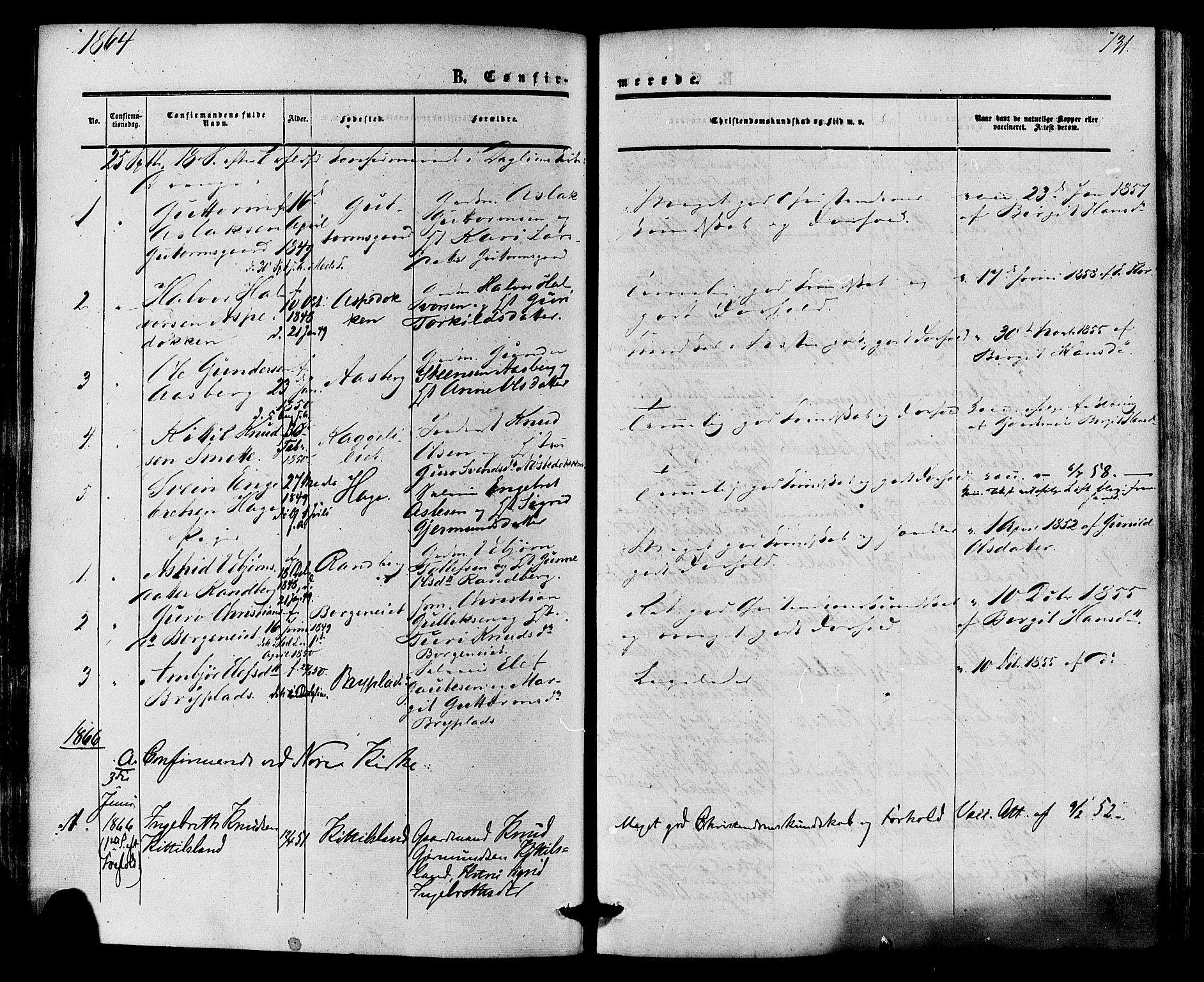 Nore kirkebøker, SAKO/A-238/F/Fa/L0003: Parish register (official) no. I 3, 1858-1866, p. 131